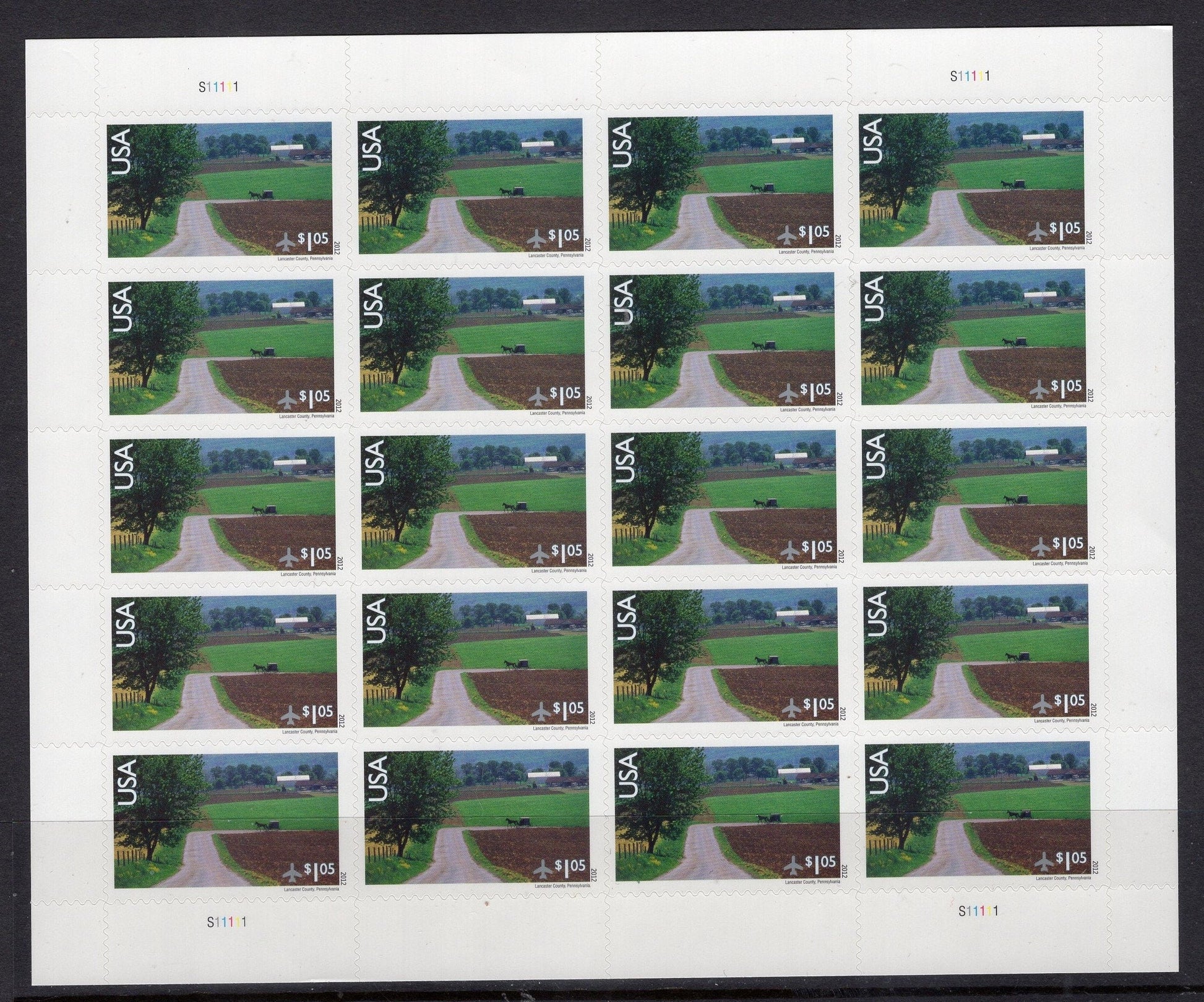 AMISH LANCASTER PA Horse Buggy Sheet of 20 Scenic Landscape