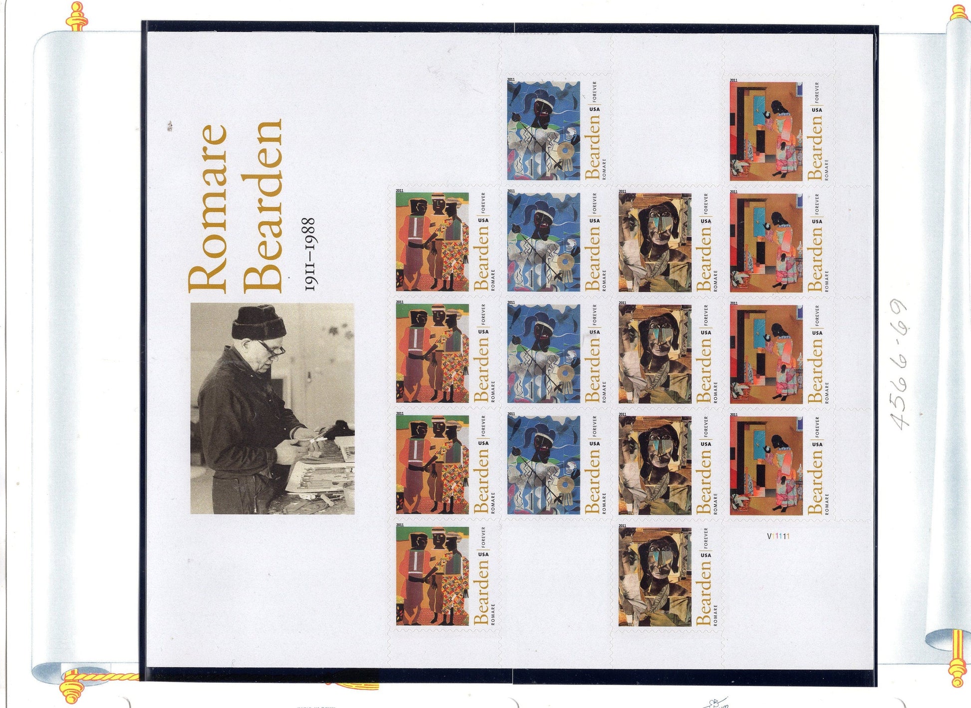 ROMARE BEARDEN ART Paintings Black American Heritage Decorative Sheet of 20