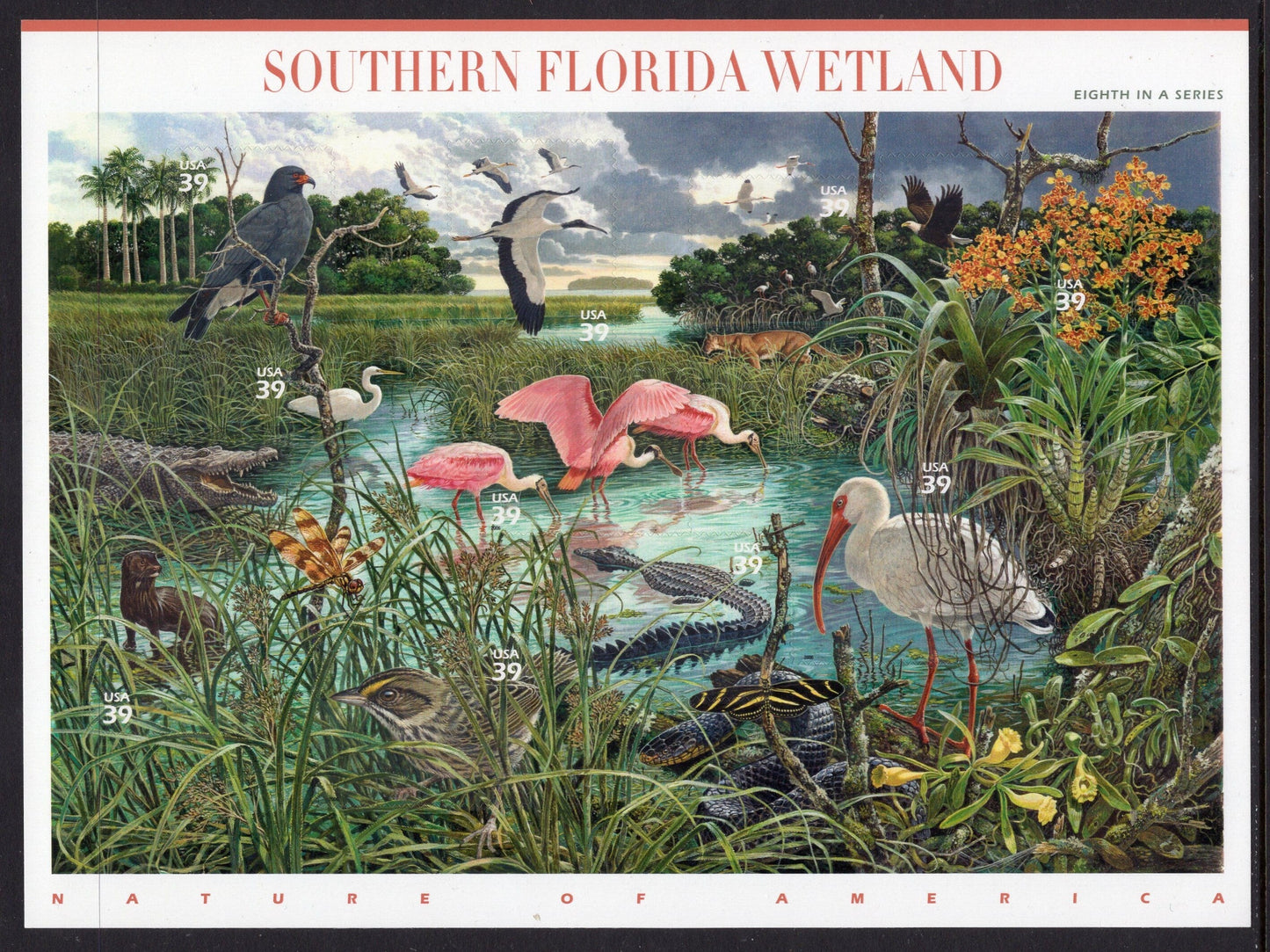 SOUTHERN FLORIDA WETLAND Sheet of 10 - Nature of America Series #8 of 12