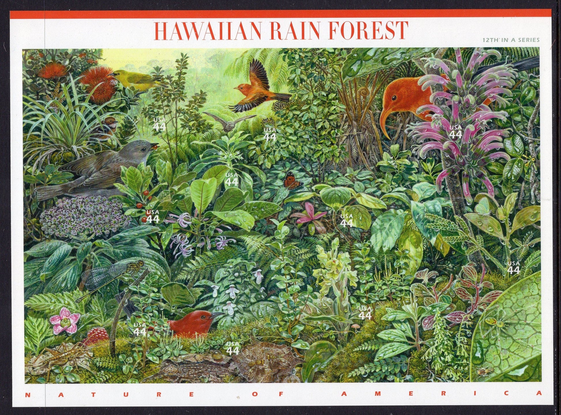 HAWAIIAN RAIN FOREST Scenic Sheet of 10 - Nature of America Series #12 of 12