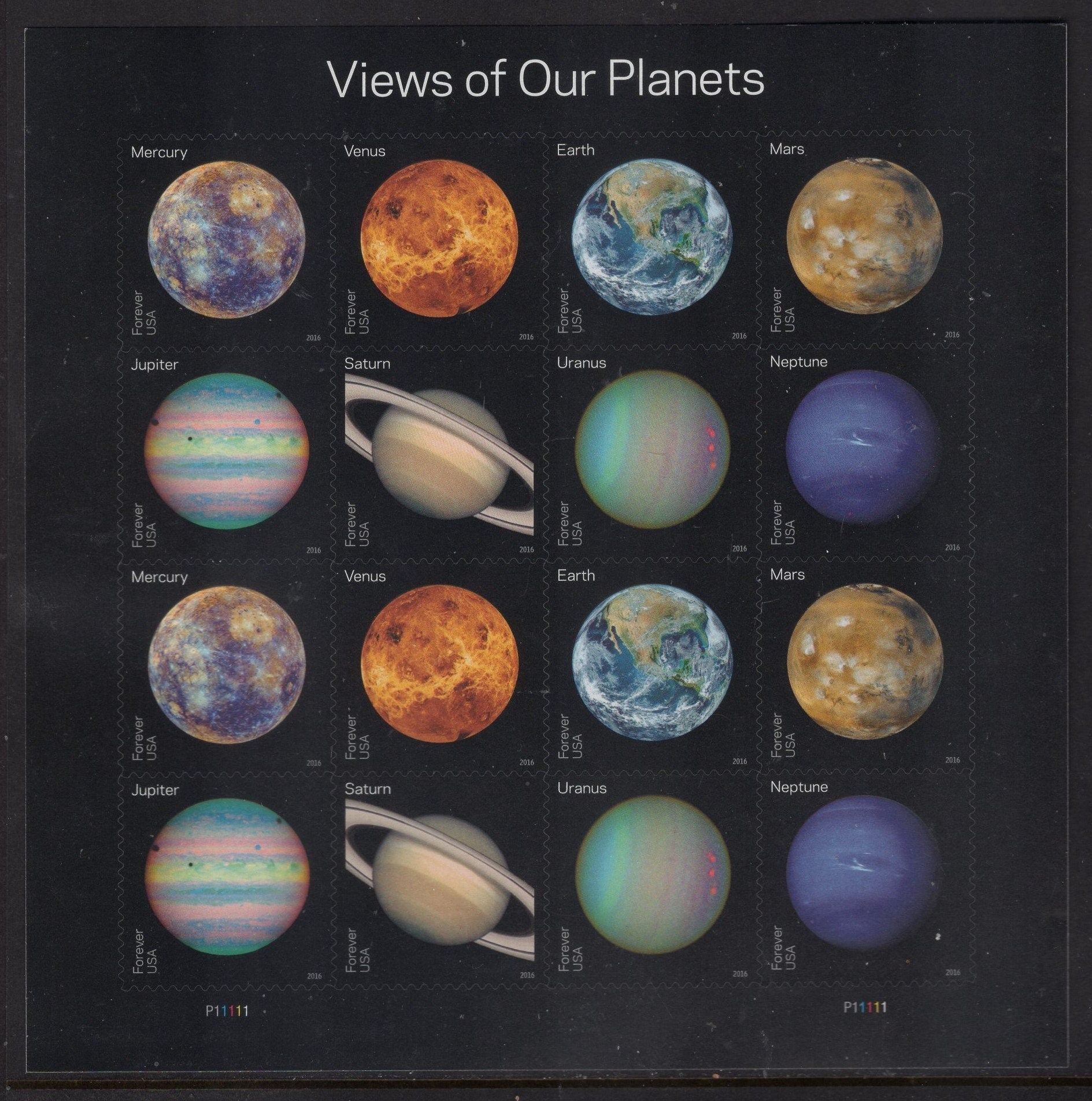 VIEWS of our PLANETS Forever Sheet of 16 Venus Earth Mars Saturn Jupiter