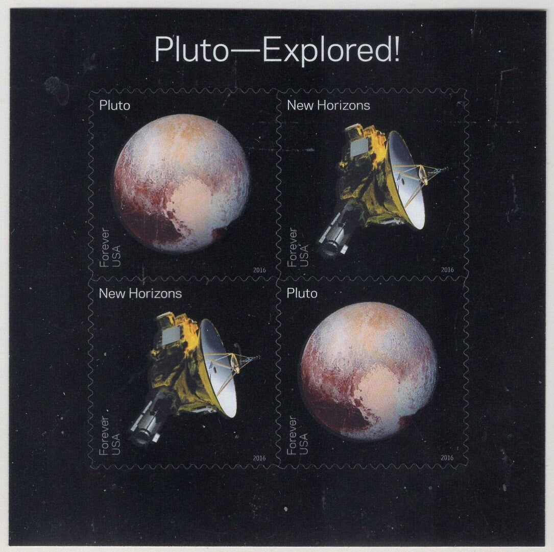 PLUTO â€œ PLANET â€œ EXPLORED Complete Sheet of 4 Forever Telescope