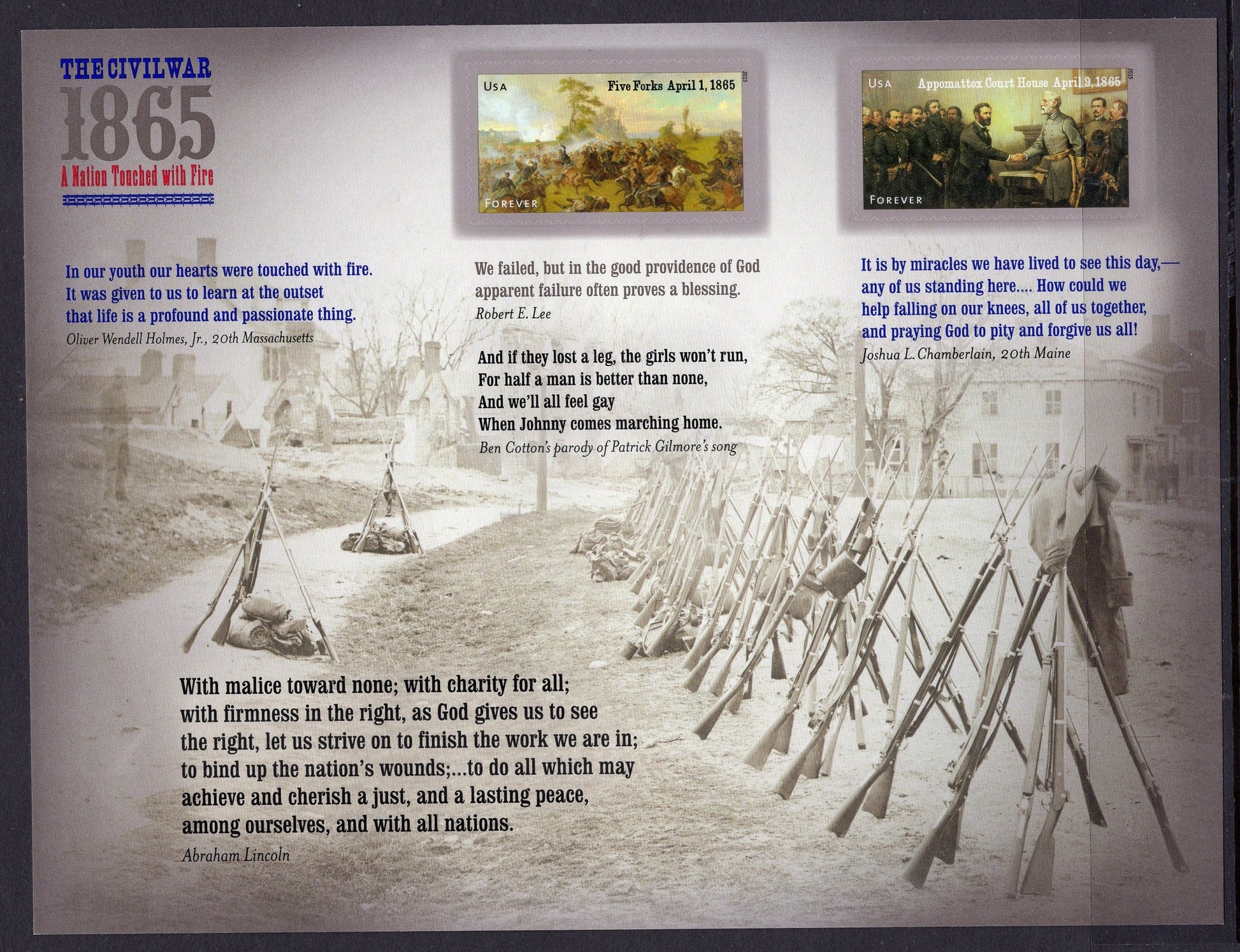 CIVIL WAR 1865 ANNIVERSARY Sheet of 12 Five Forks Appomattox Surrender