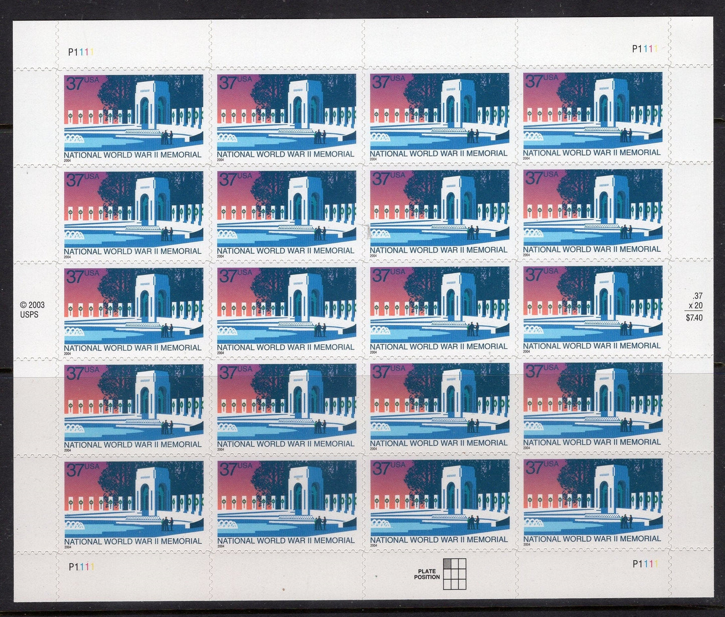 WORLD WAR II 2 Memorial of 20 Self-adhesive