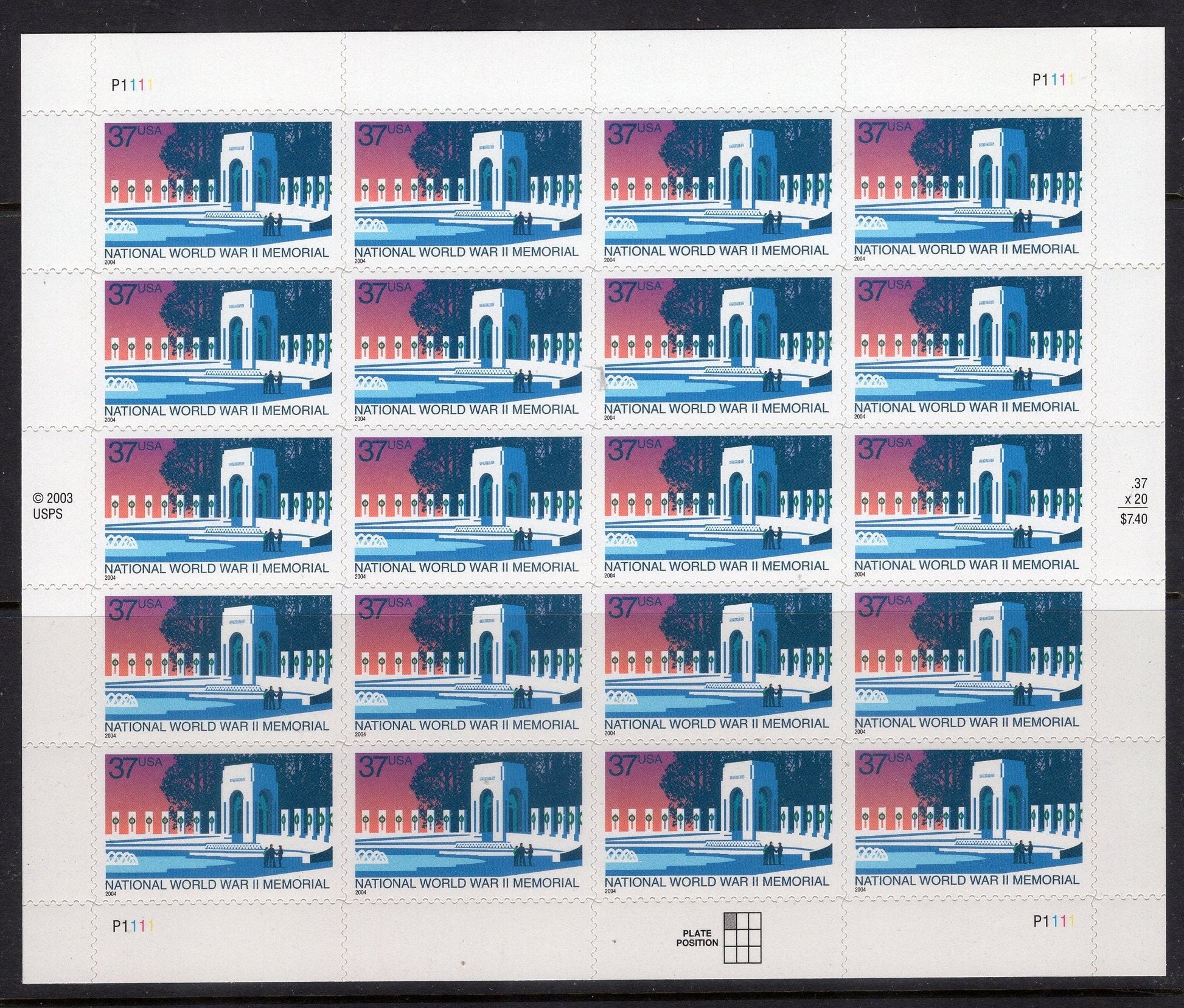WORLD WAR II 2 Memorial of 20 Self-adhesive
