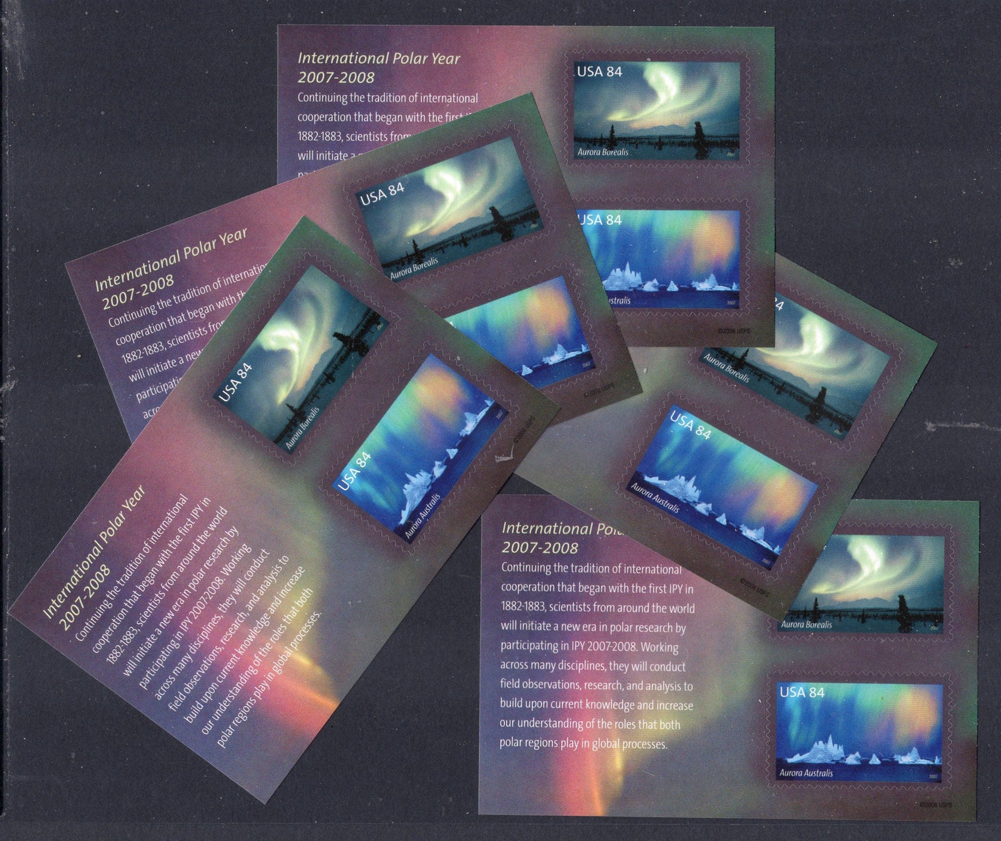FIVE INTERNATIONAL POLAR Year Aurora borealis australis Sheets of 2 84c