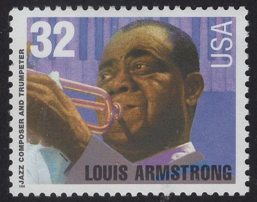 10 LOUIS "SATCHMO" ARMSTRONG 32c Jazz Trumpet Singer Music Legend Black American Heritage 2982