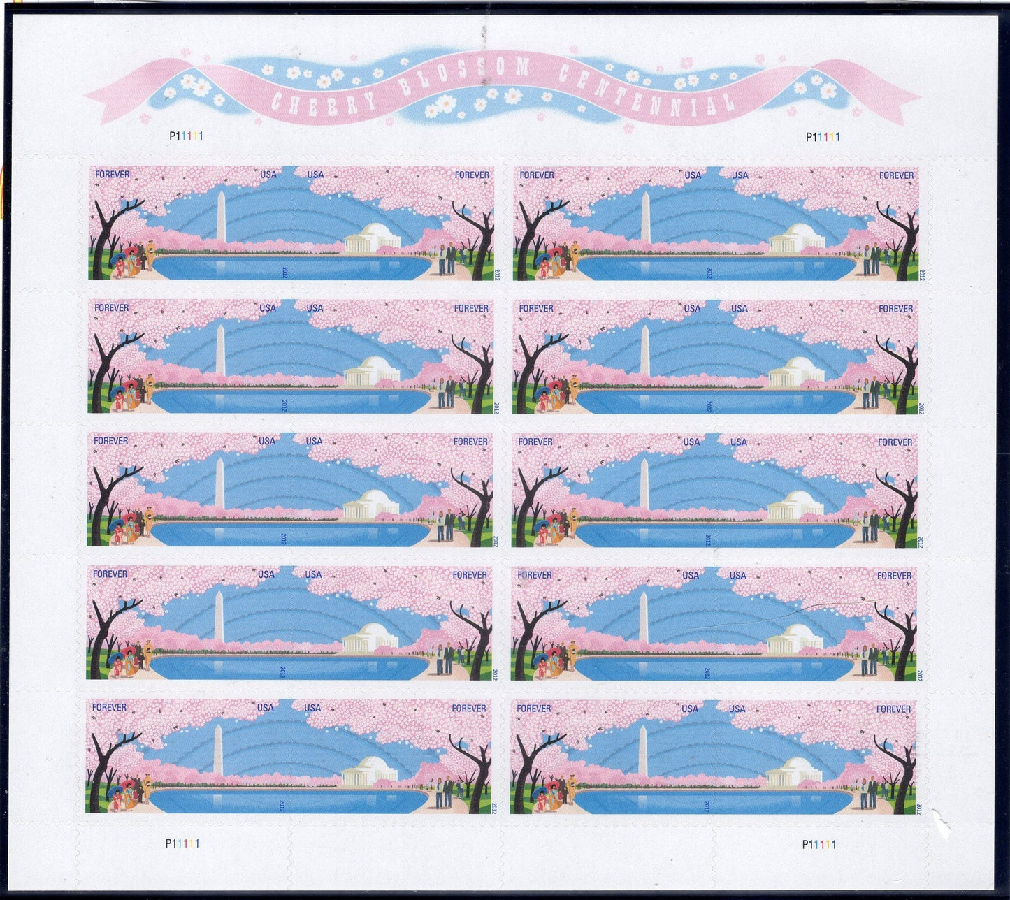 CHERRY BLOSSOM CENTENNIAL Forever Washington Decorative Sheet of 20