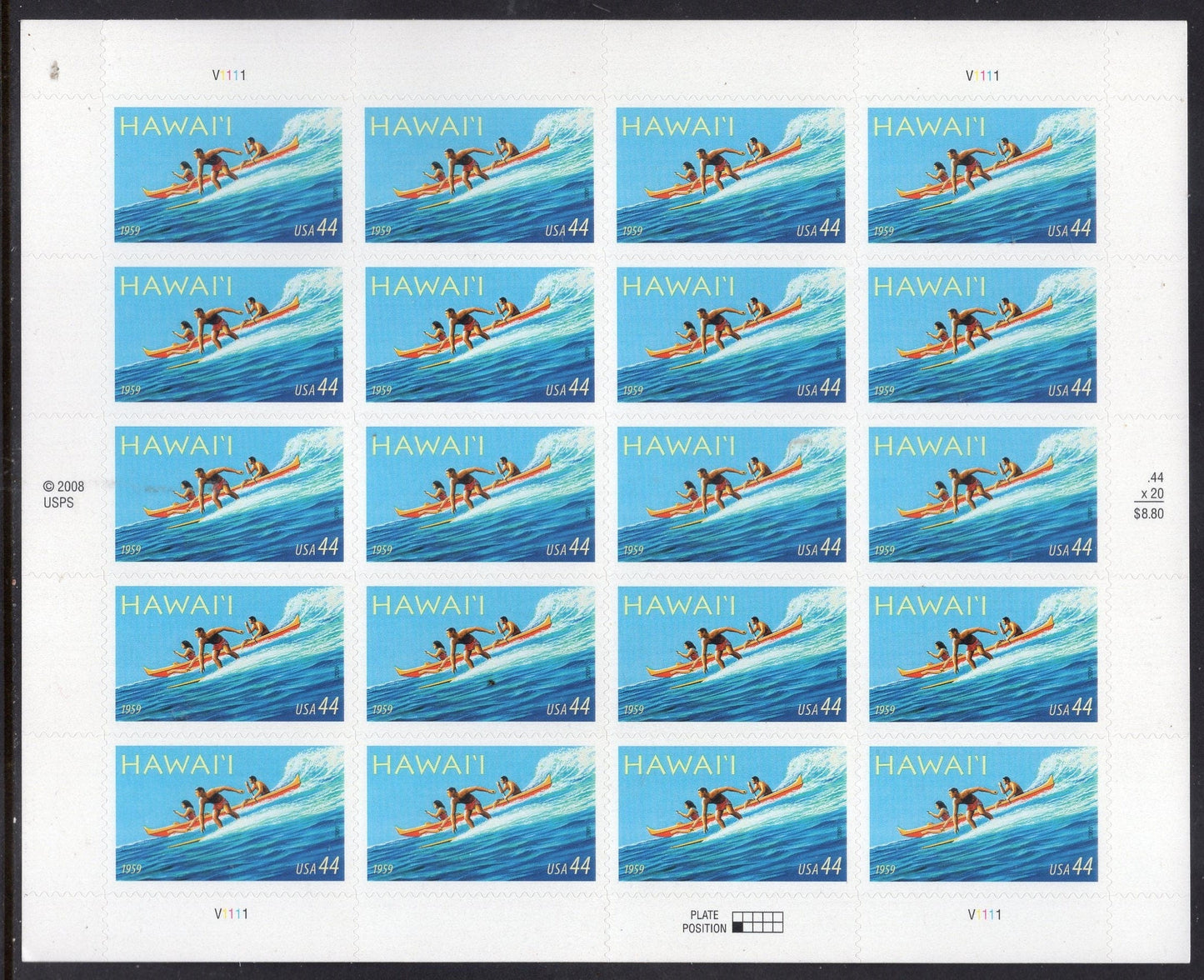 SURFING HAWAII STATEHOOD Wedding Sheet of 20