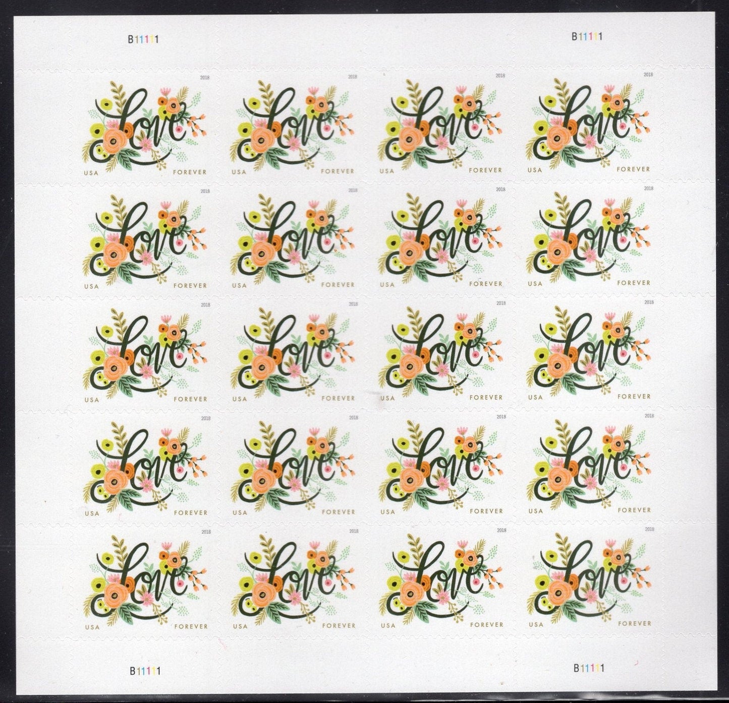 WEDDING LOVE and FLOWERS Bouquet FOREVEr Sheet of 20
