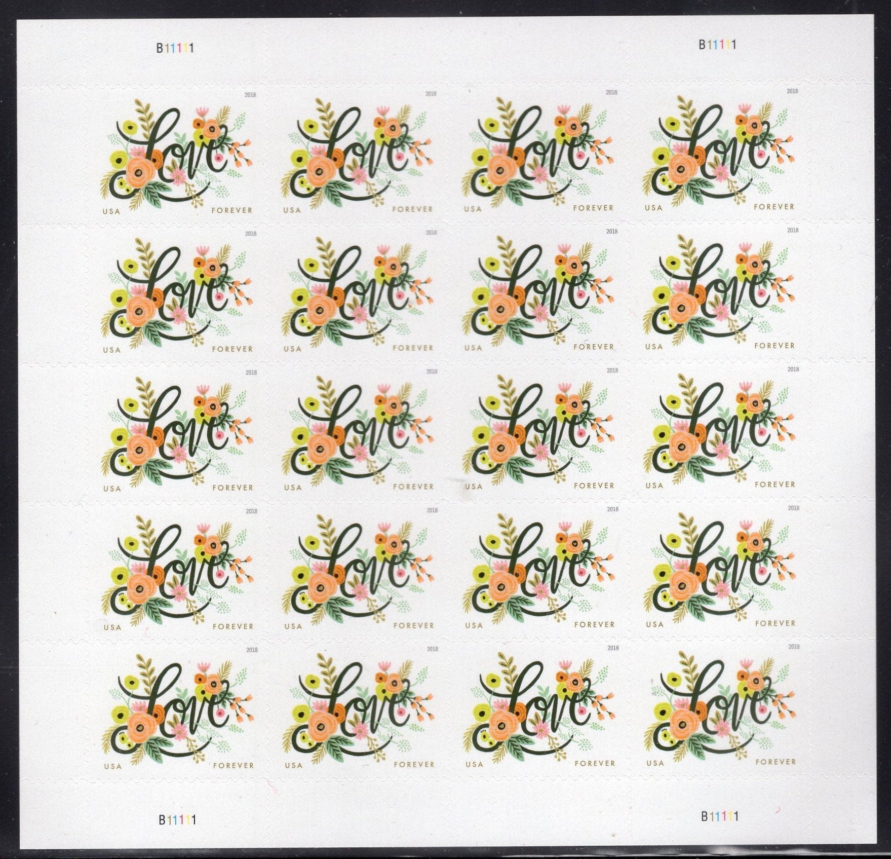 WEDDING LOVE and FLOWERS Bouquet FOREVEr Sheet of 20