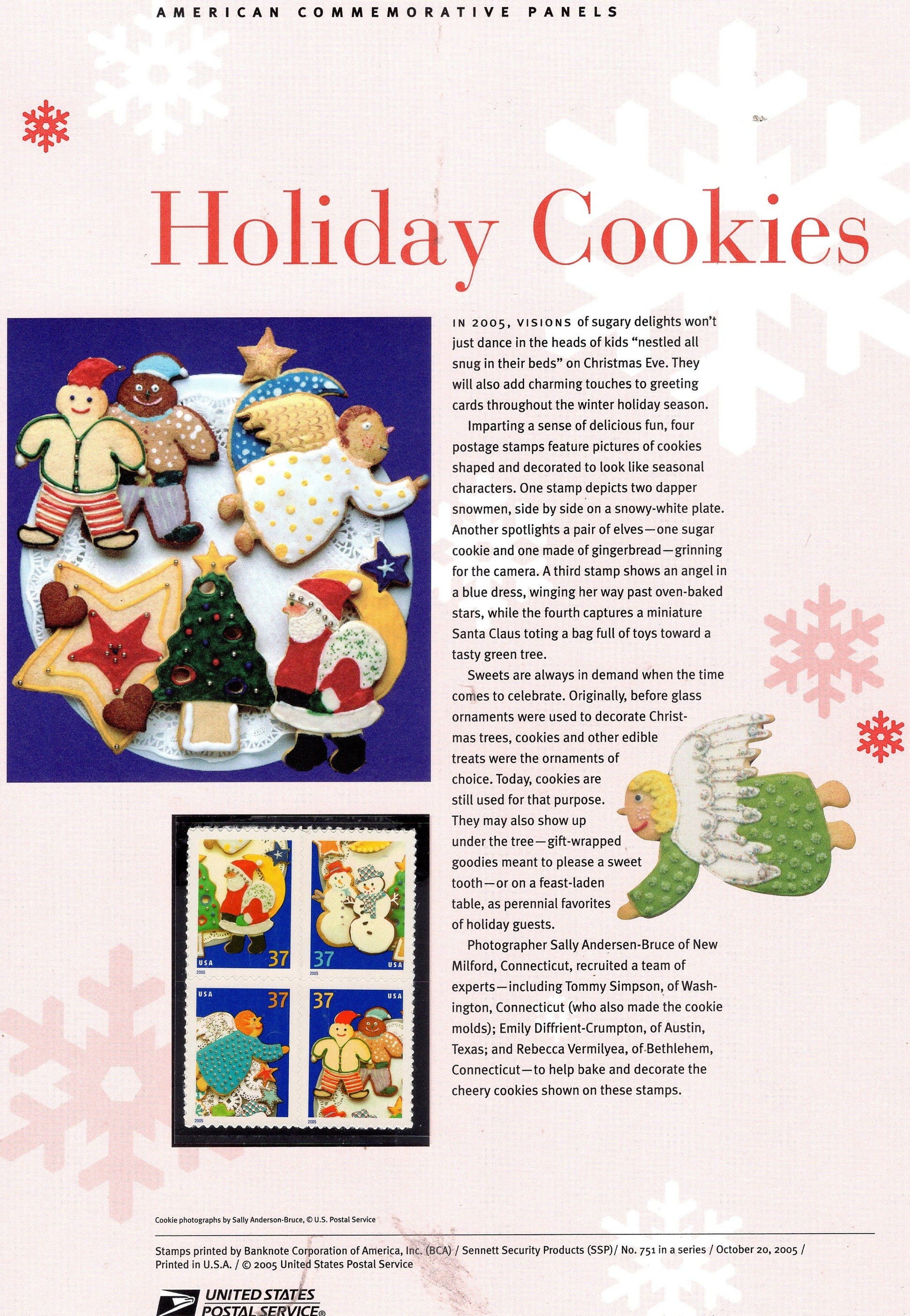 CHRISTMAS HOLIDAY COOKIES Commemorative Panel w/ Block of 4