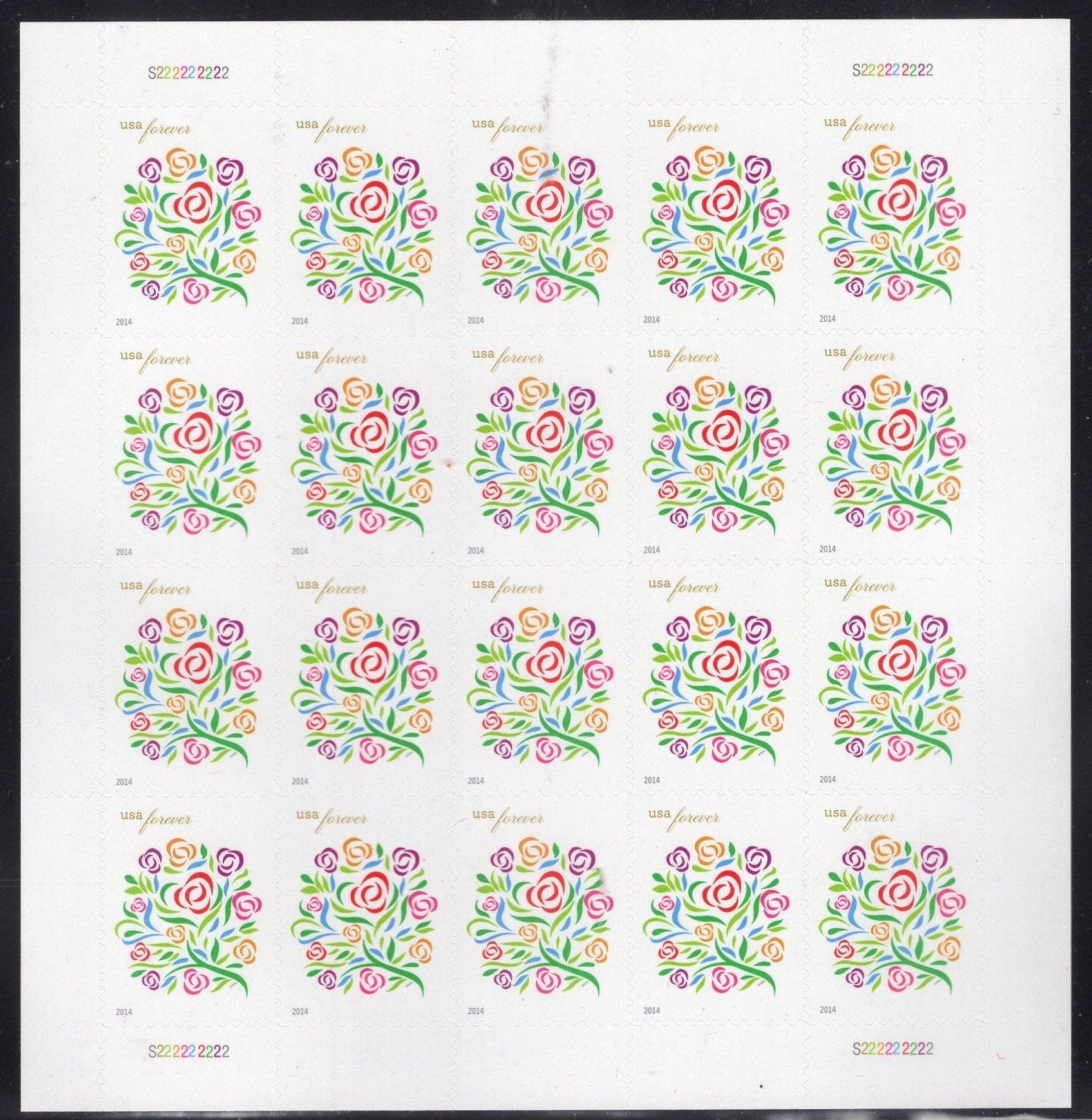 WEDDING FLOWERS LOVE Sheet of 20