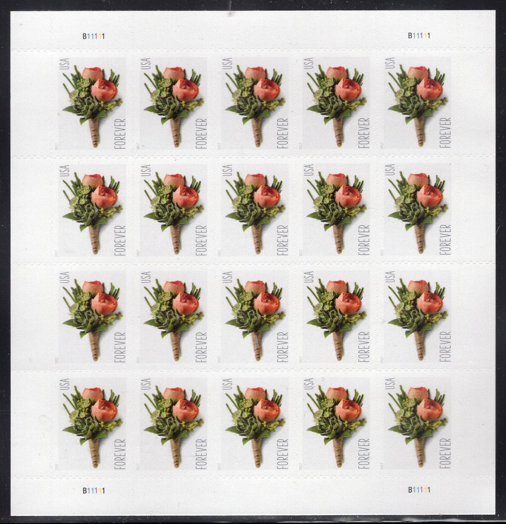 WEDDING FLOWERS BOUTONNIERE FOREVEr Love Sheet of 20