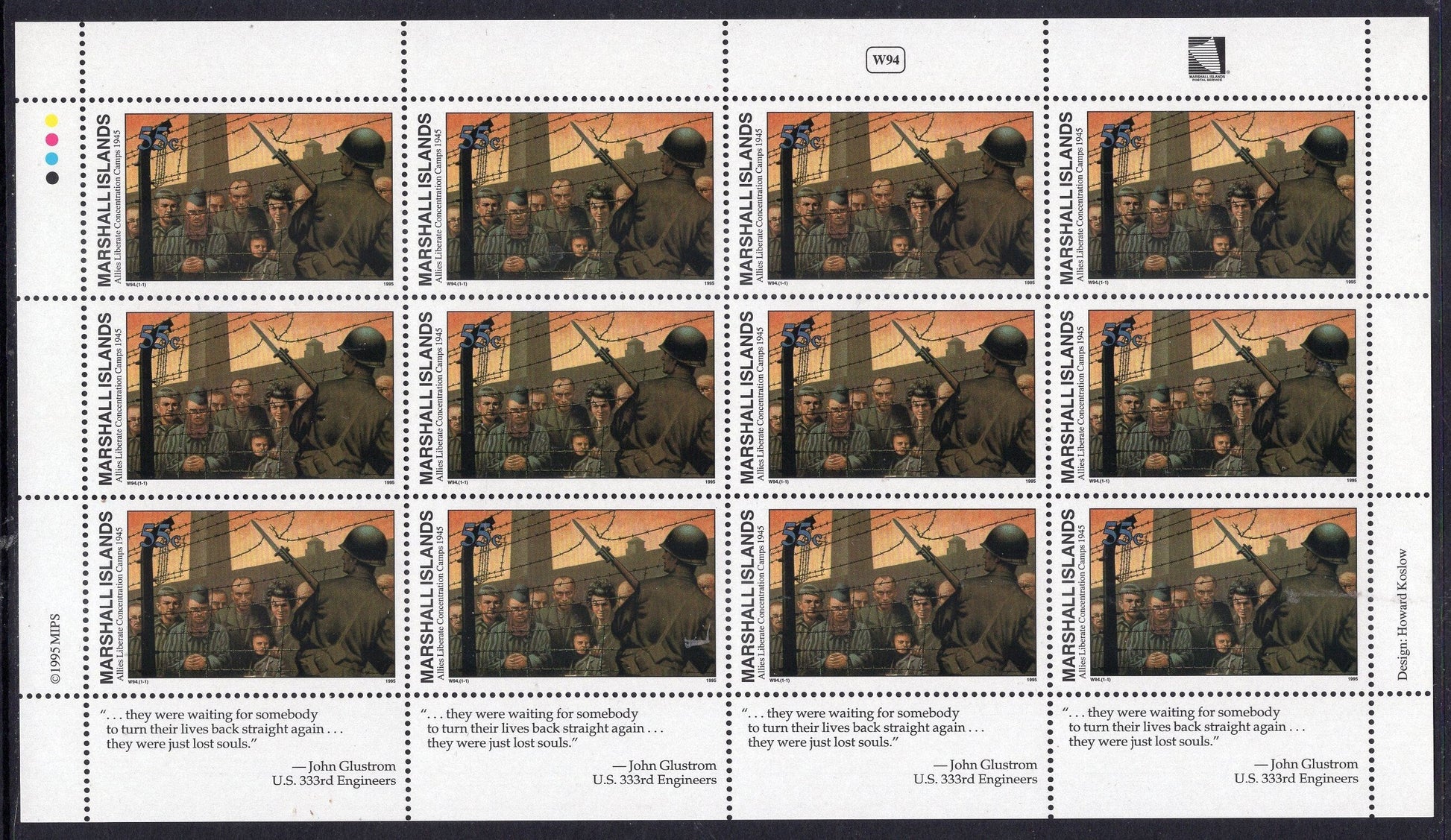 CONCENTRATION CAMPS FreeD Jewish Holocaust Military War 2 Marshall Islands Sheet of 12 with Tabs