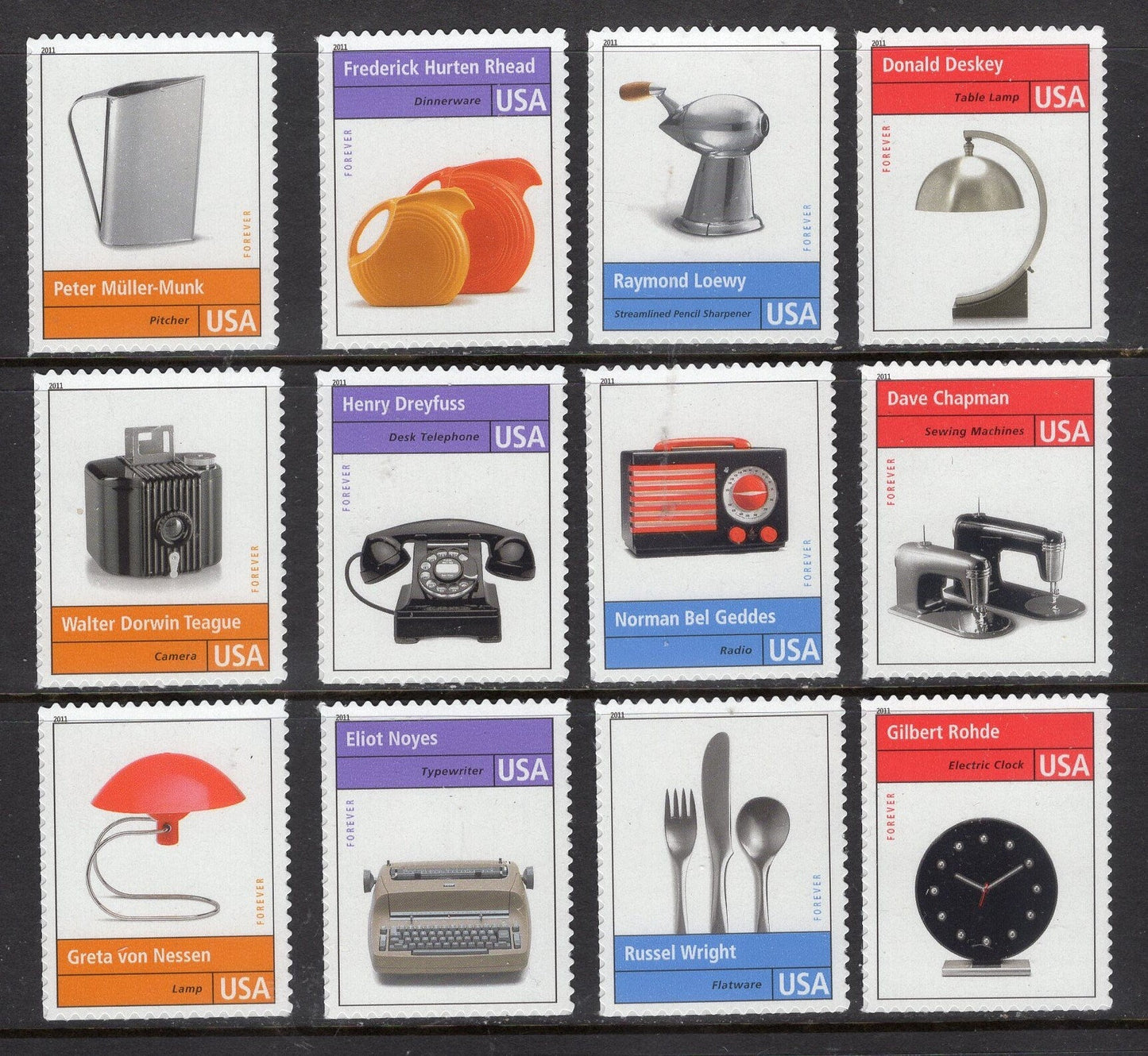 12 INDUSTRIAL DESIGN CLASSICS Phone Camera Radio Flatware Clock Lamp Typewriter Pencil Sharpener
