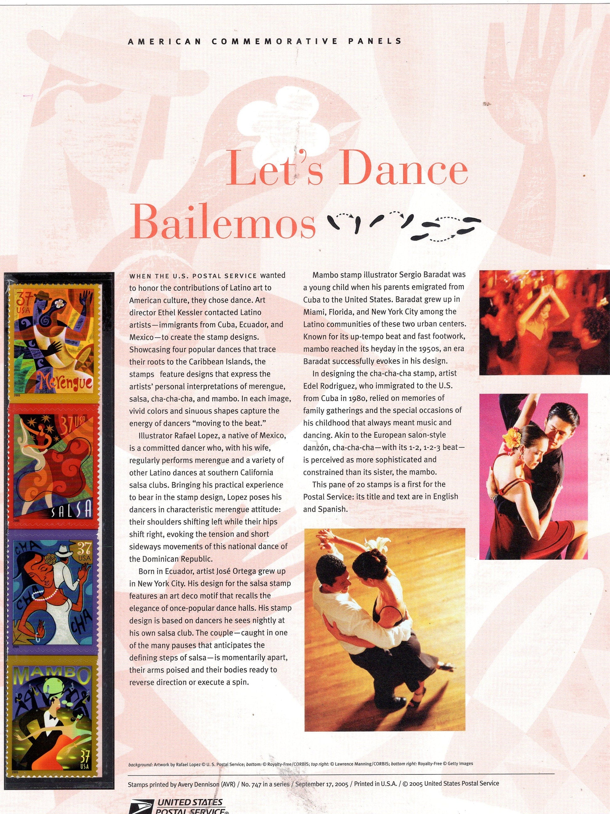 LATIN DANCE MUSIC Culture Commemorative Panel w/ Block of 4