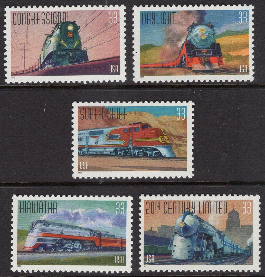 10 FAMOUS TRAINS (Two each) inc SUPER Chief 20th Century Limited Hiawatha Congress