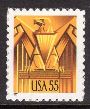 5 ART DECO GOLDEN Eagle 55c Self-adhesive