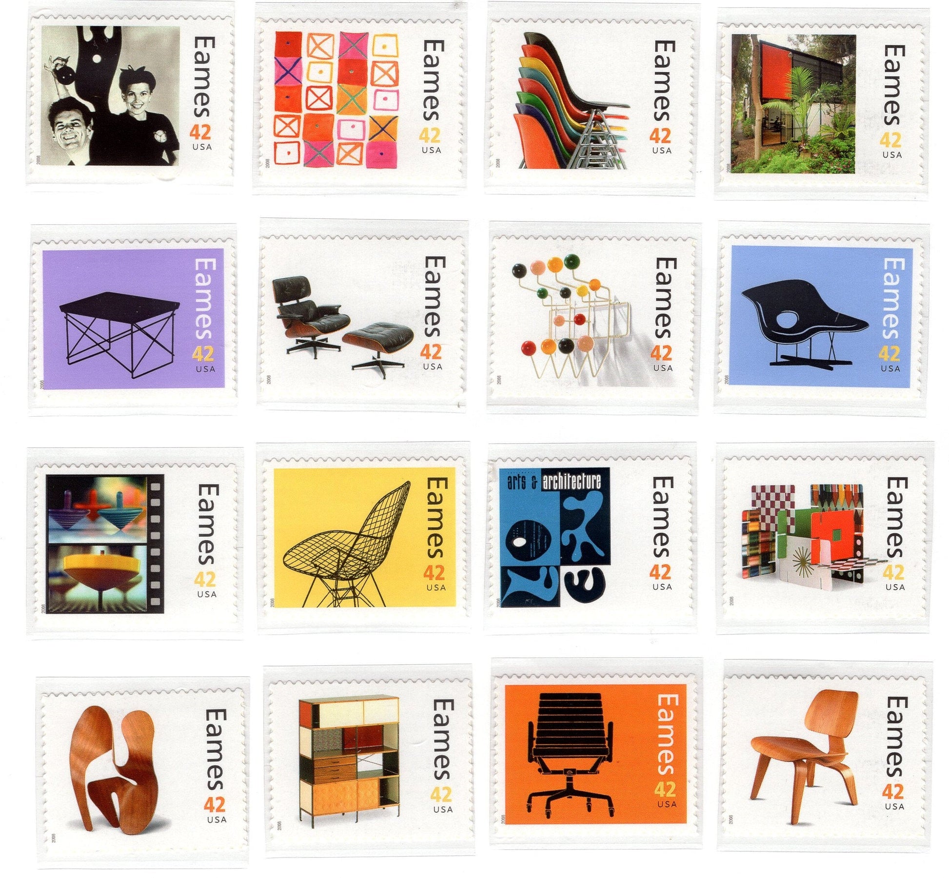 16 EAMES CHARLES and Ray Design Chairs Art - with on Back (you might want 2 sets to display both sides)