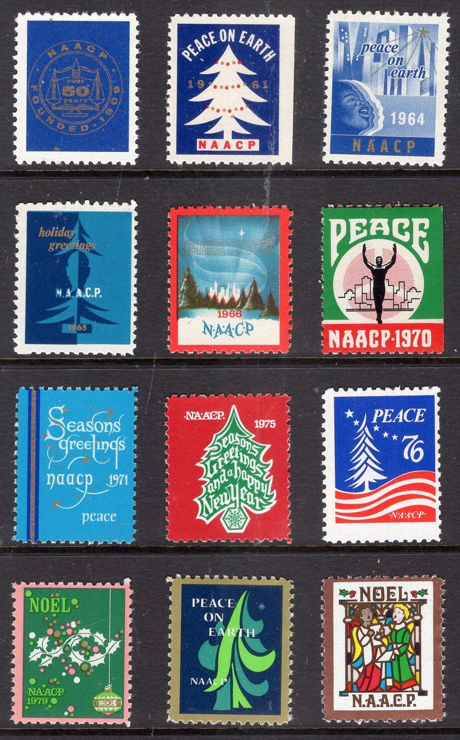 NAACP Season's Greetings Christmas Seals Mini Collection of 12 Black Heritage