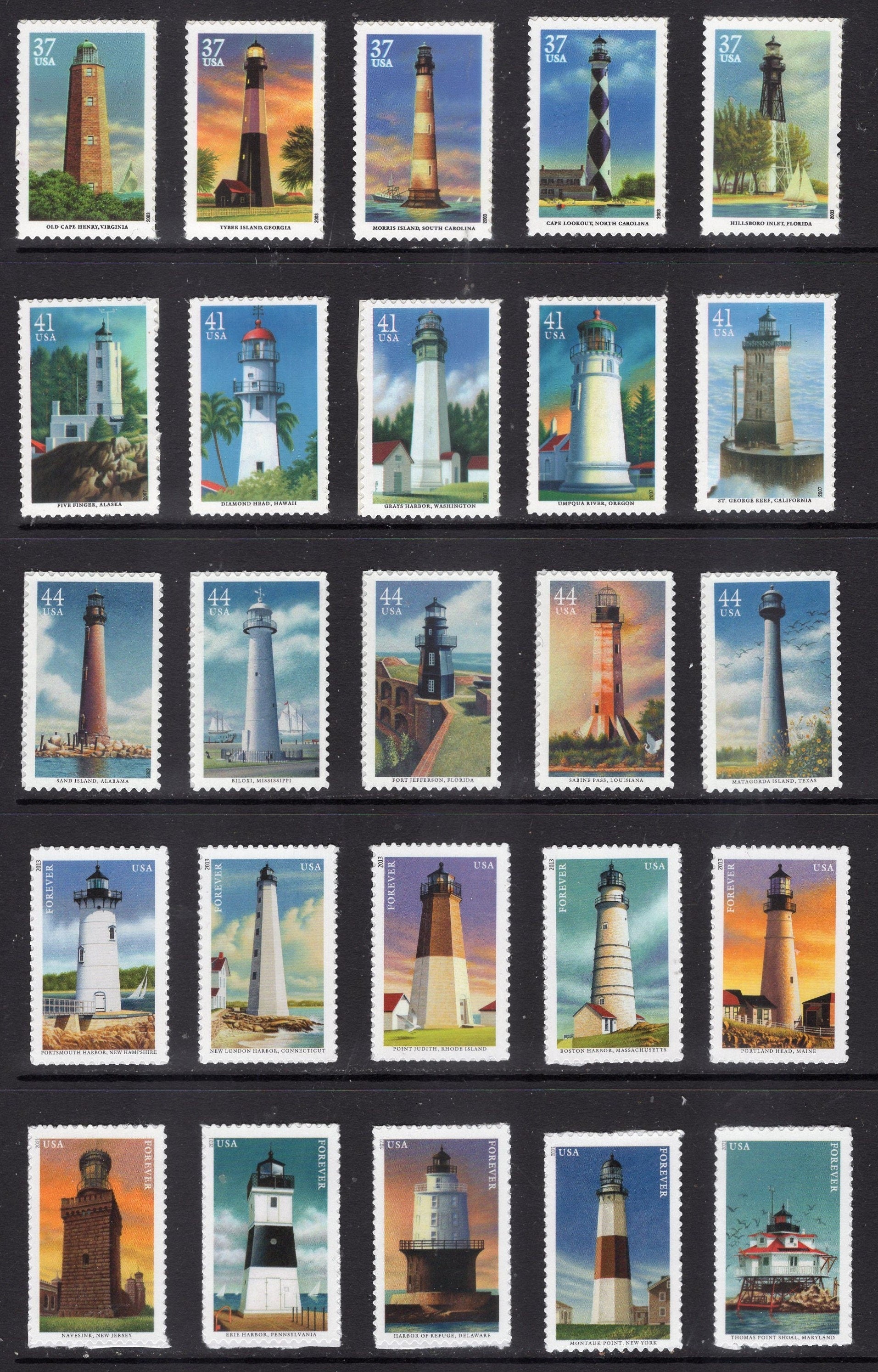 25v LIGHTHOUSE COLLECTION 25 37c 41c 44c F x2