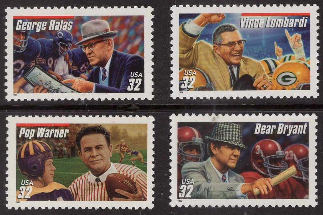 4 FOOTBALL COACHES HOF Vince Lombardi - George Halas - Bear Bryant - Pop Warner