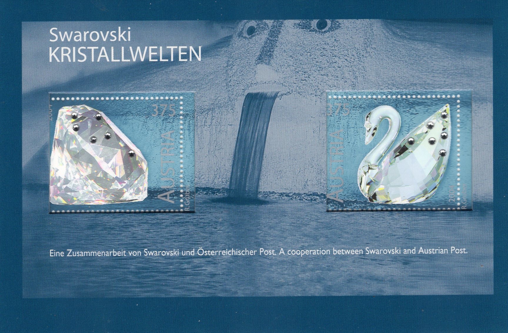 SWANS SWAROVSKI CRYSTALS Souvenir Sheet with 2 from Austria