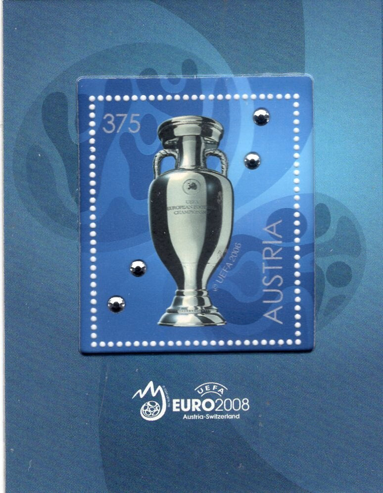 SWAROVSKI SOCCER FOOTBALL Crystals in Souvenir Sheet with from Austria