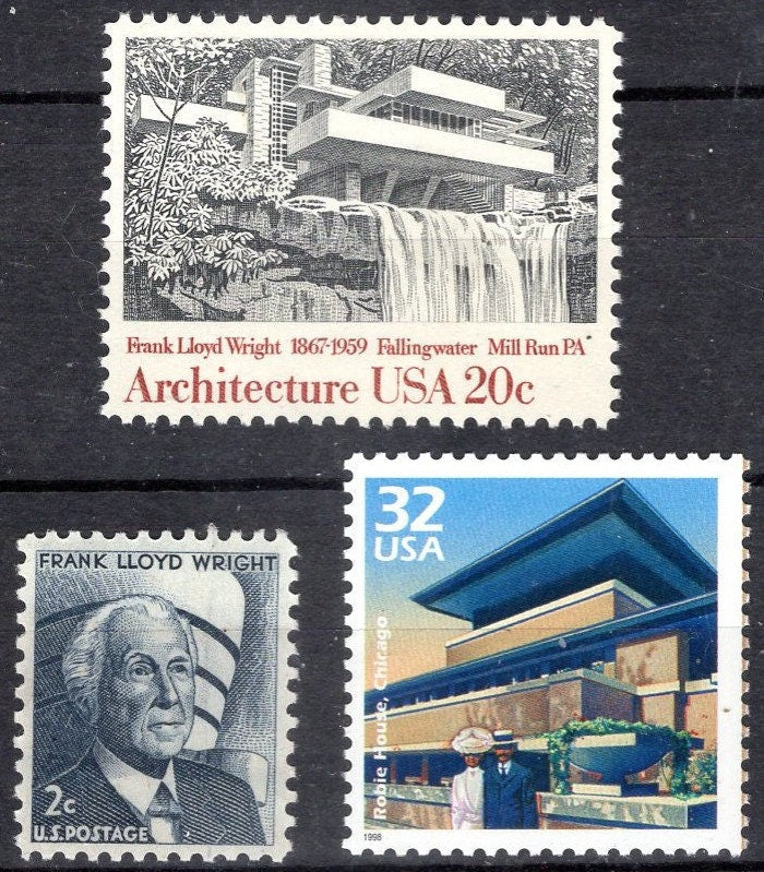6 Frank Lloyd WRIGHT Collection FALLINGWATER GUGGENHEIM Robie House - Two Each - American