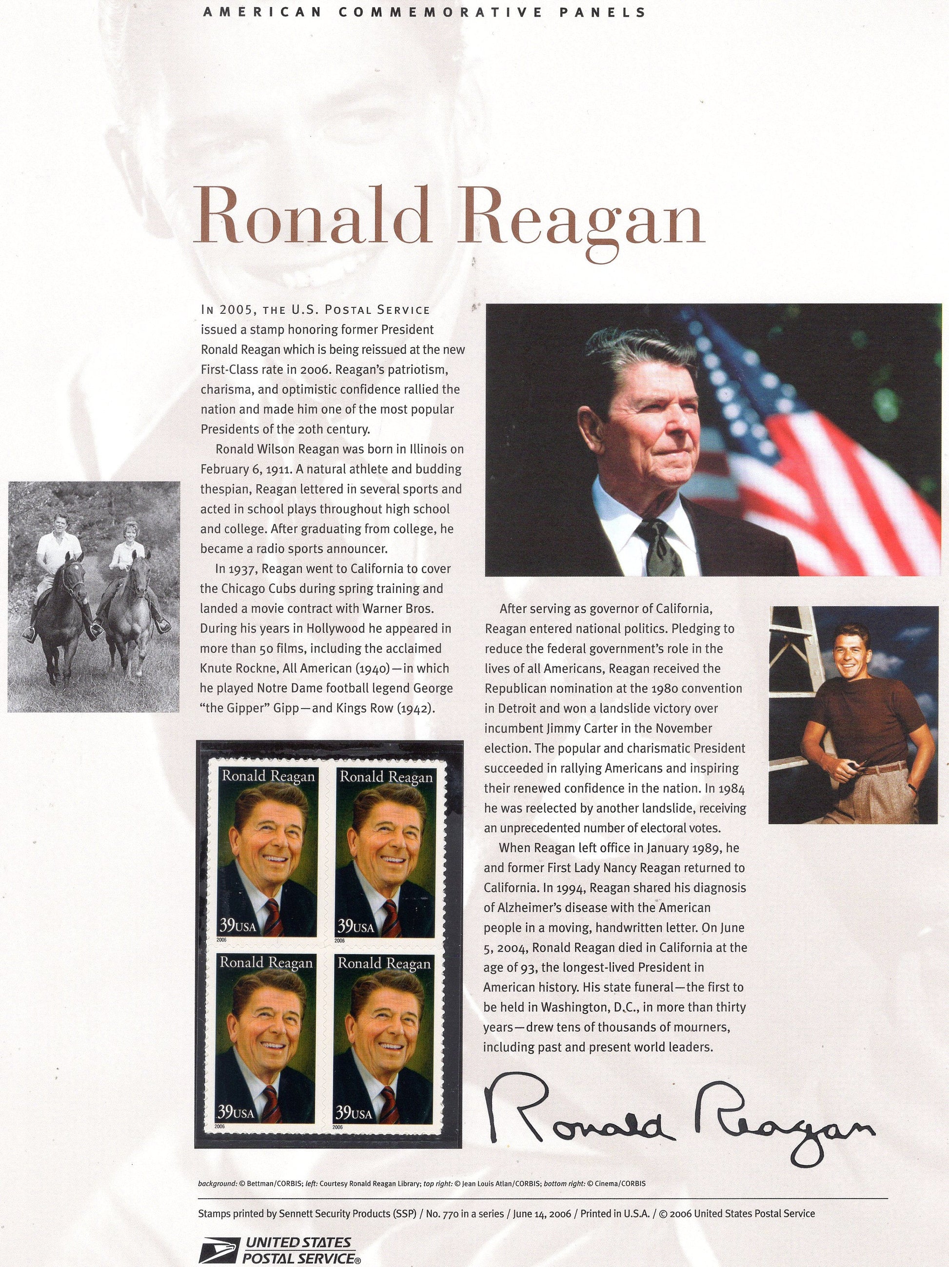RONALD Wilson REAGAN 40th PRESIDENT - Actor - Governor - Republican - Flag - California - Berlin Wall - Alzheimer Patient