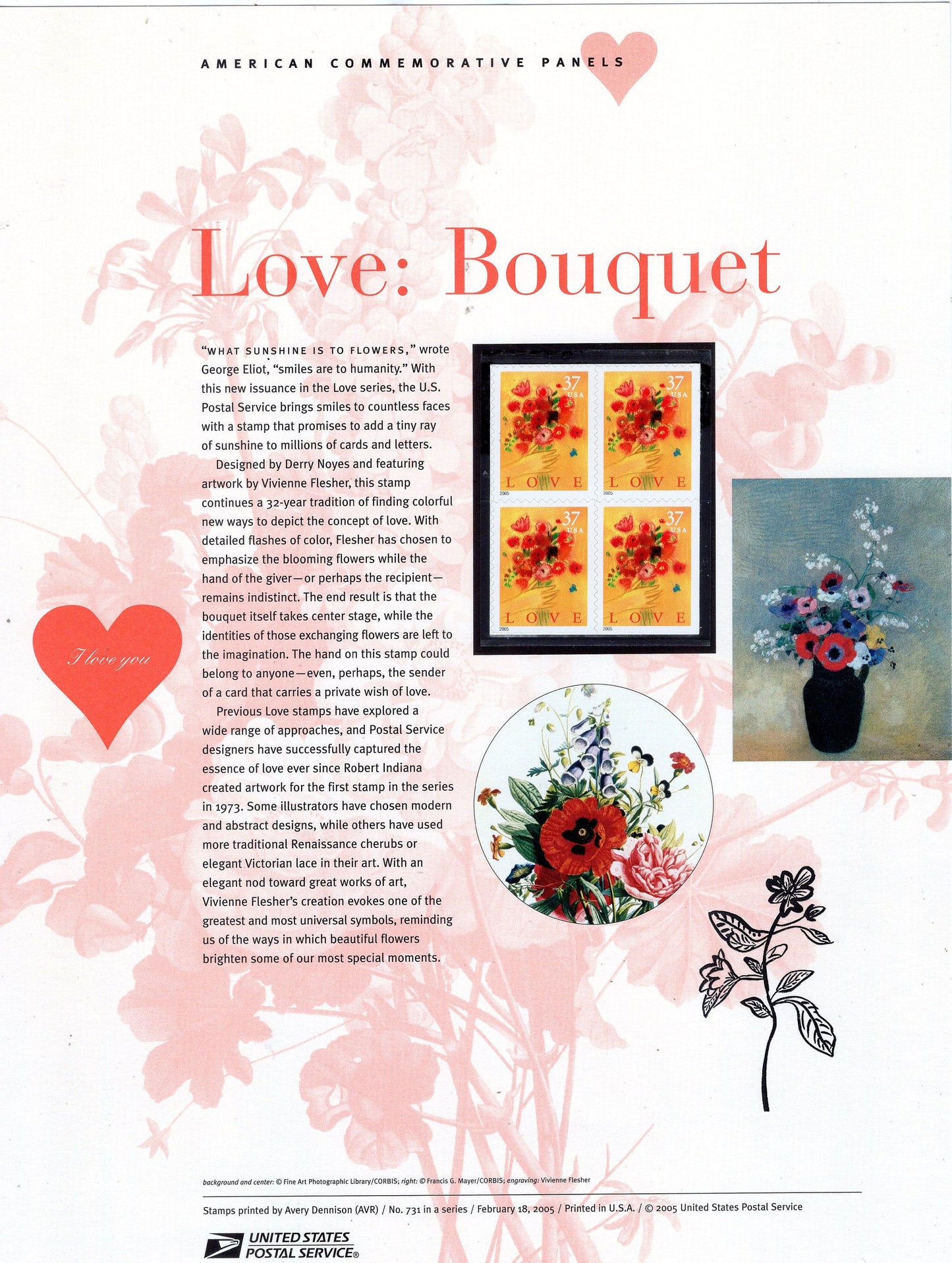 LOVE BOUQUET FLOWERS Special Commemorative Panel