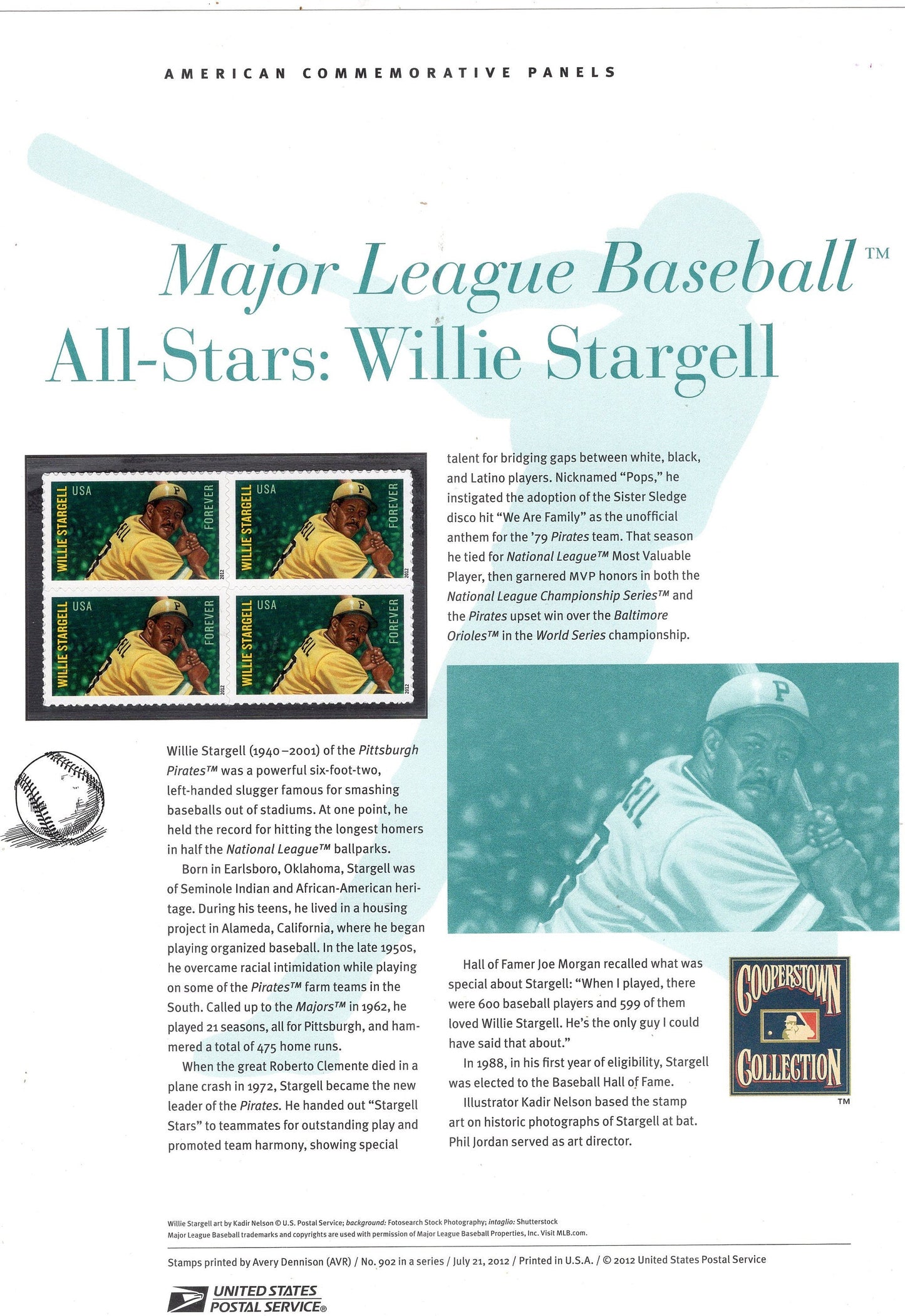 WILLIE STARGELL HOF Baseball Special Commemorative Panel
