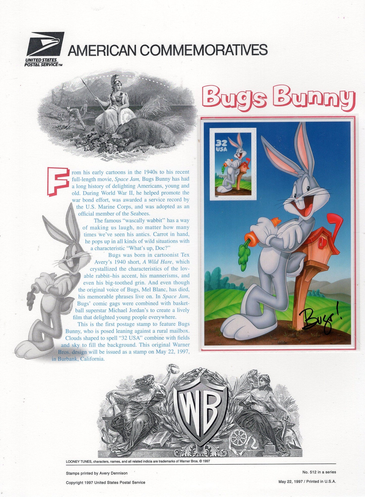 BUGS BUNNY LOONEY Tunes Special Commemorative Panel