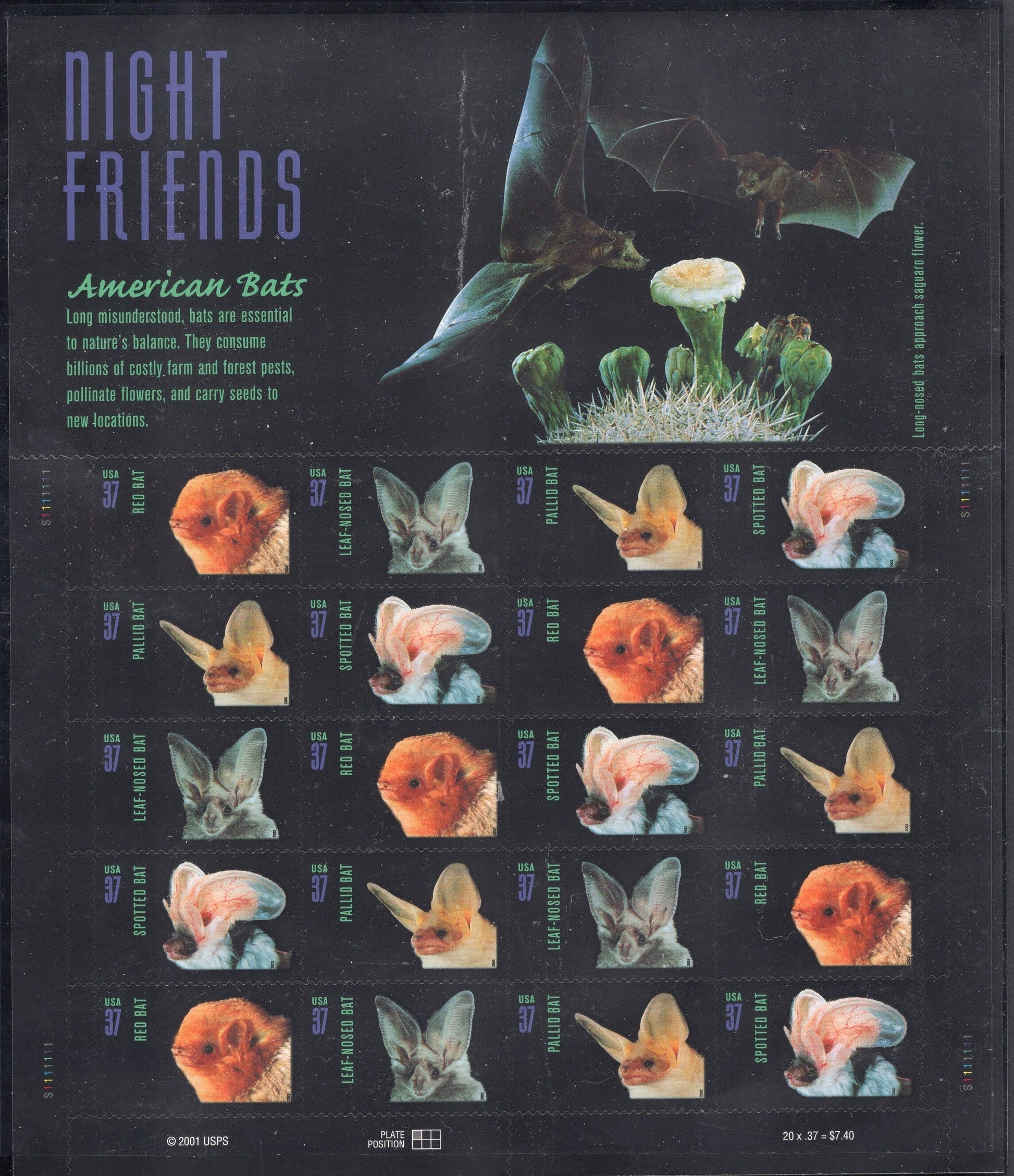 8 AMERICAN BATS (4 different x2) or DECORATIVE Sheet of 20