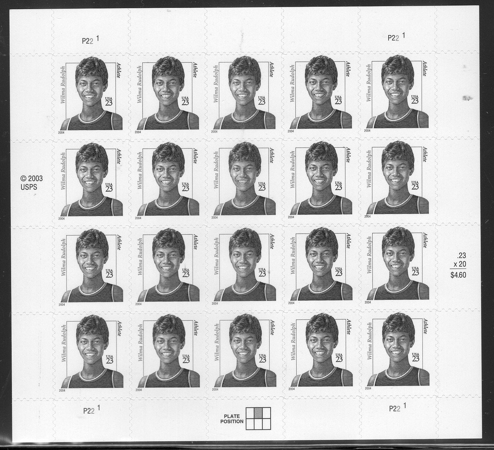 WILMA RUDOLPH OLYMPIAN Gold Medal x3 Sprinter Sheet of 20 23c Black American Olympics Champion