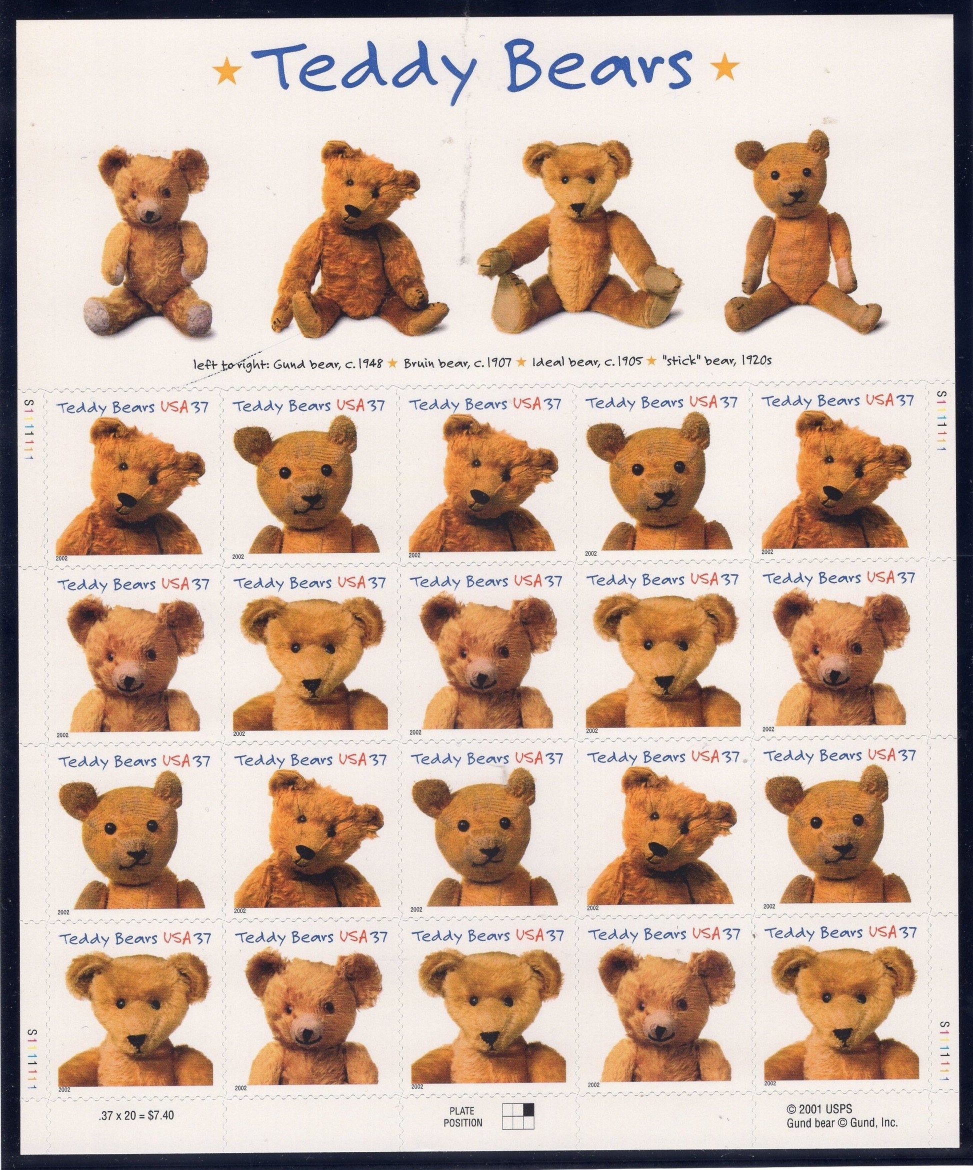 TEDDY BEARS DECORATIVE Sheet of 20 - A