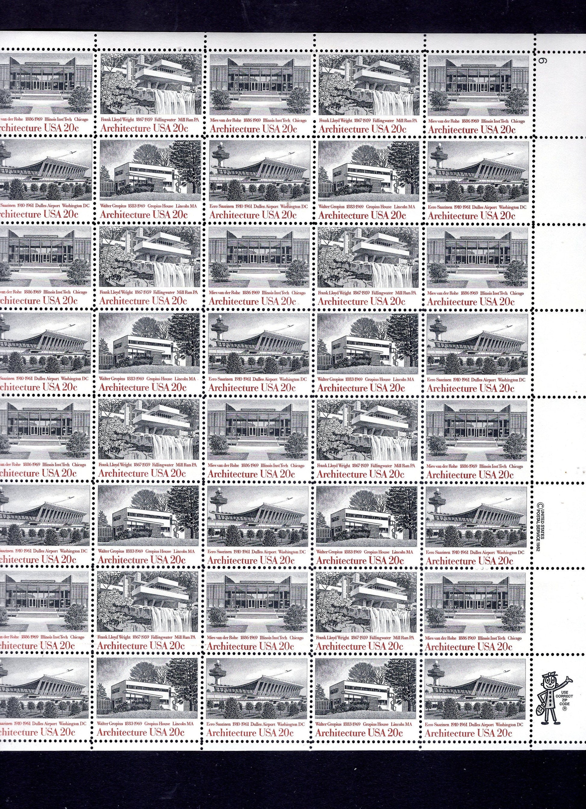 ARCHITECTURE inc WRIGHT's FALLINGWATER Complete Sheet w/ Gropius Saarinen van der Rohe