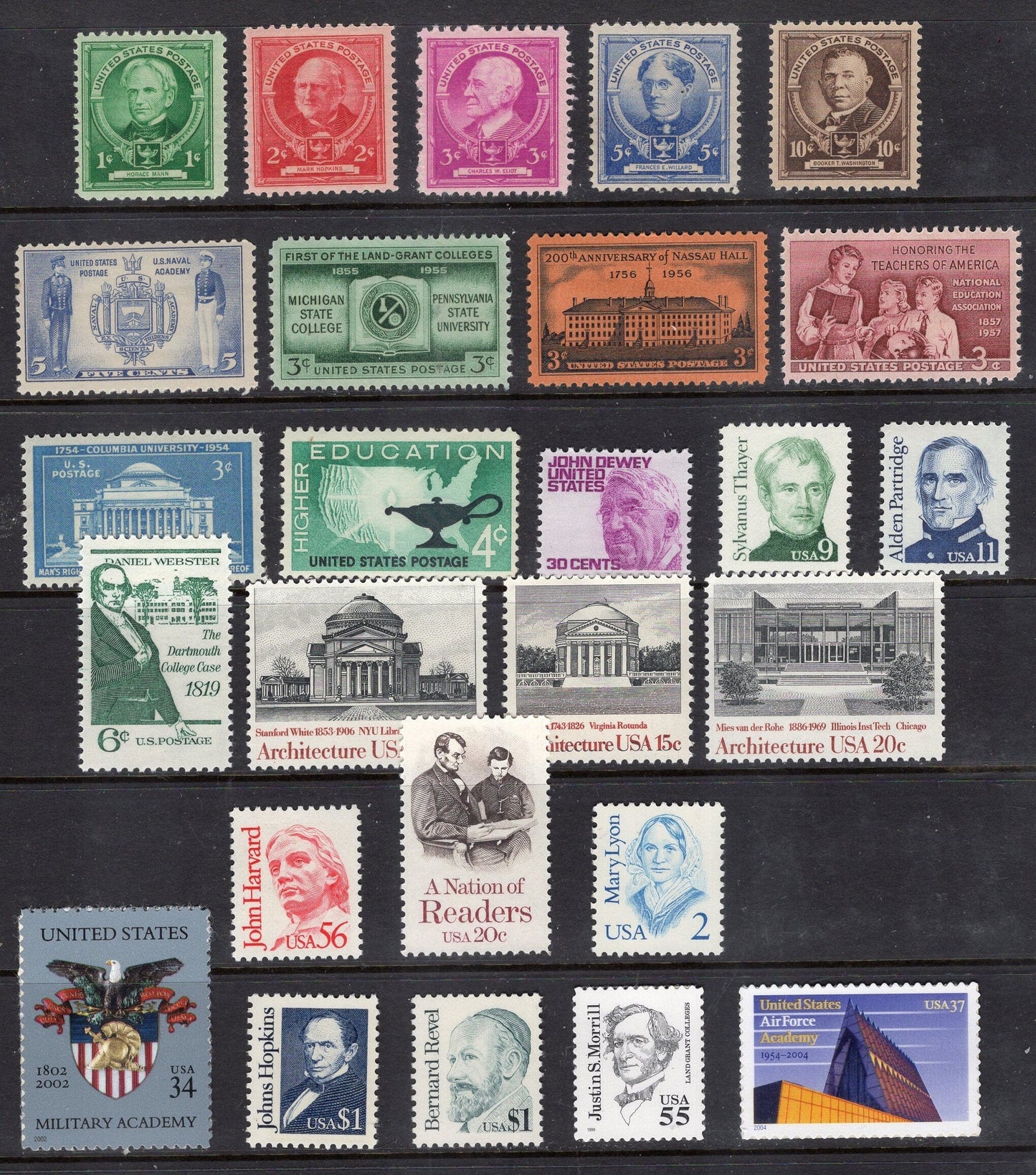 EDUCATION THEMES COLLECTION 1937 of 27 inc Harvard Booker T Washington