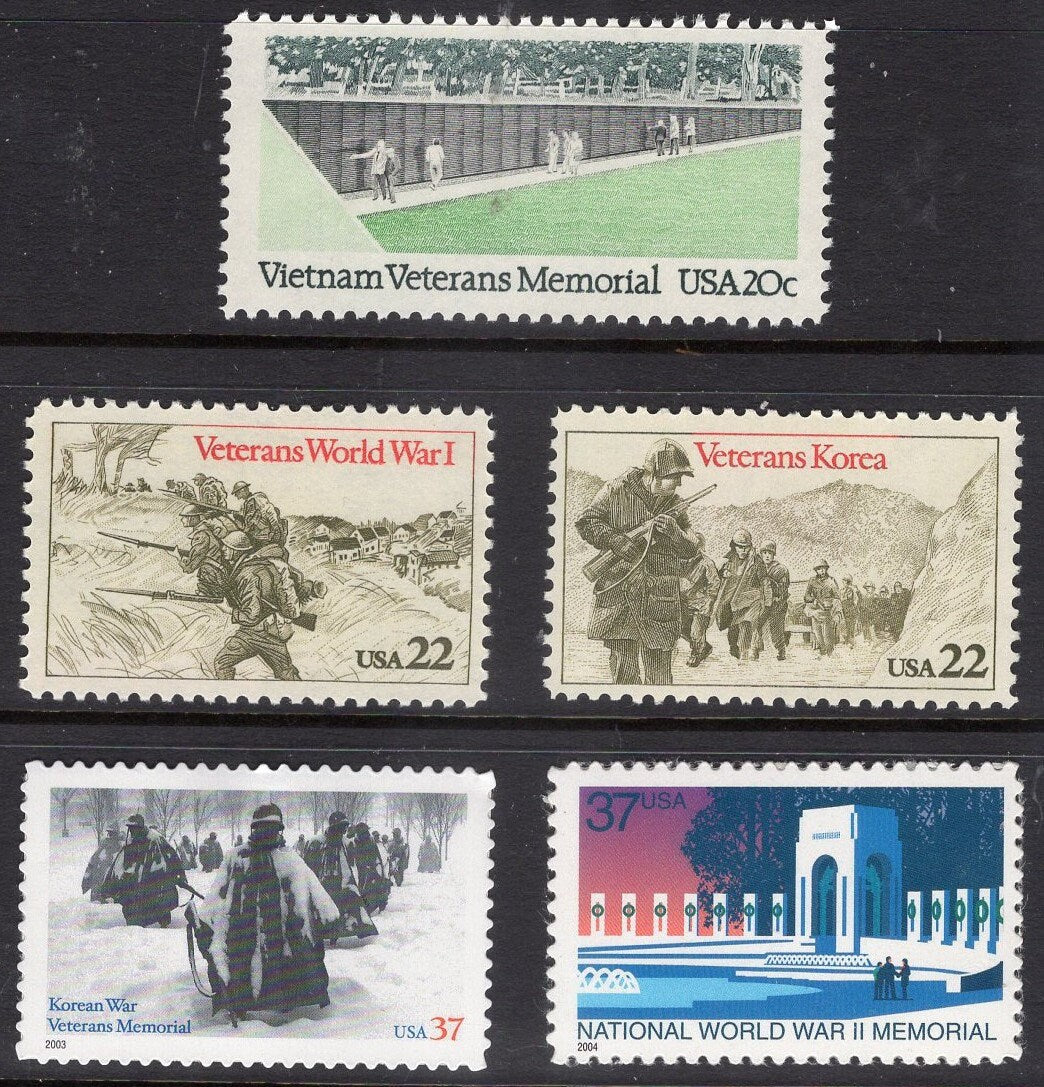VIETNAM KOREA WWI, IIs Veterans - Memorials - Soldiers - Pick 9 - Any combination of (duplication fine) totaling 9