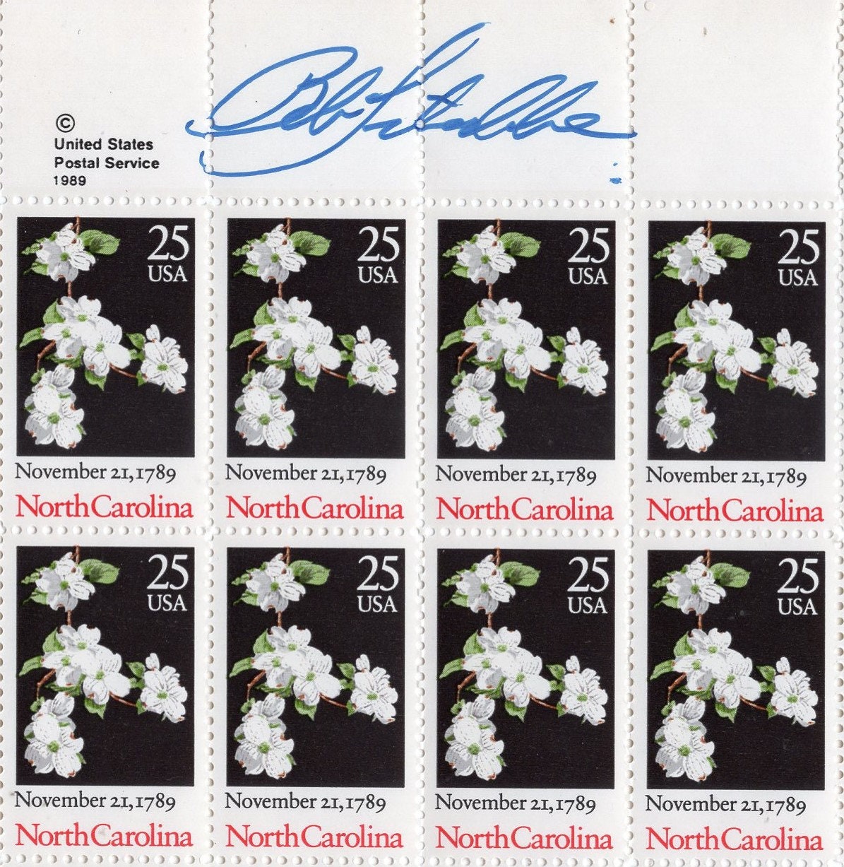 NORTH CAROLINA DOGWOOD White Blossoms Constitution Ratification Sheet of 50 signed by Designer Bob Timberlake