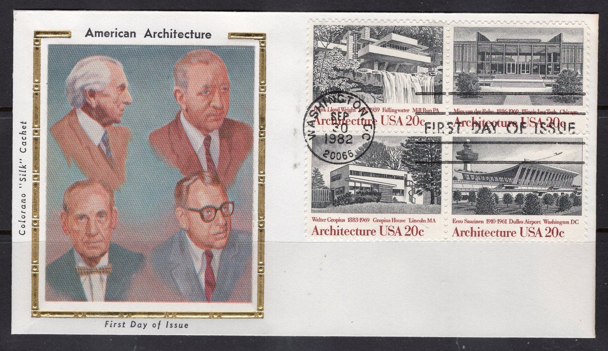 FALLINGWATER FirstDayCover Architecture WRIGHT SAARINEN Gropius van der Rohe