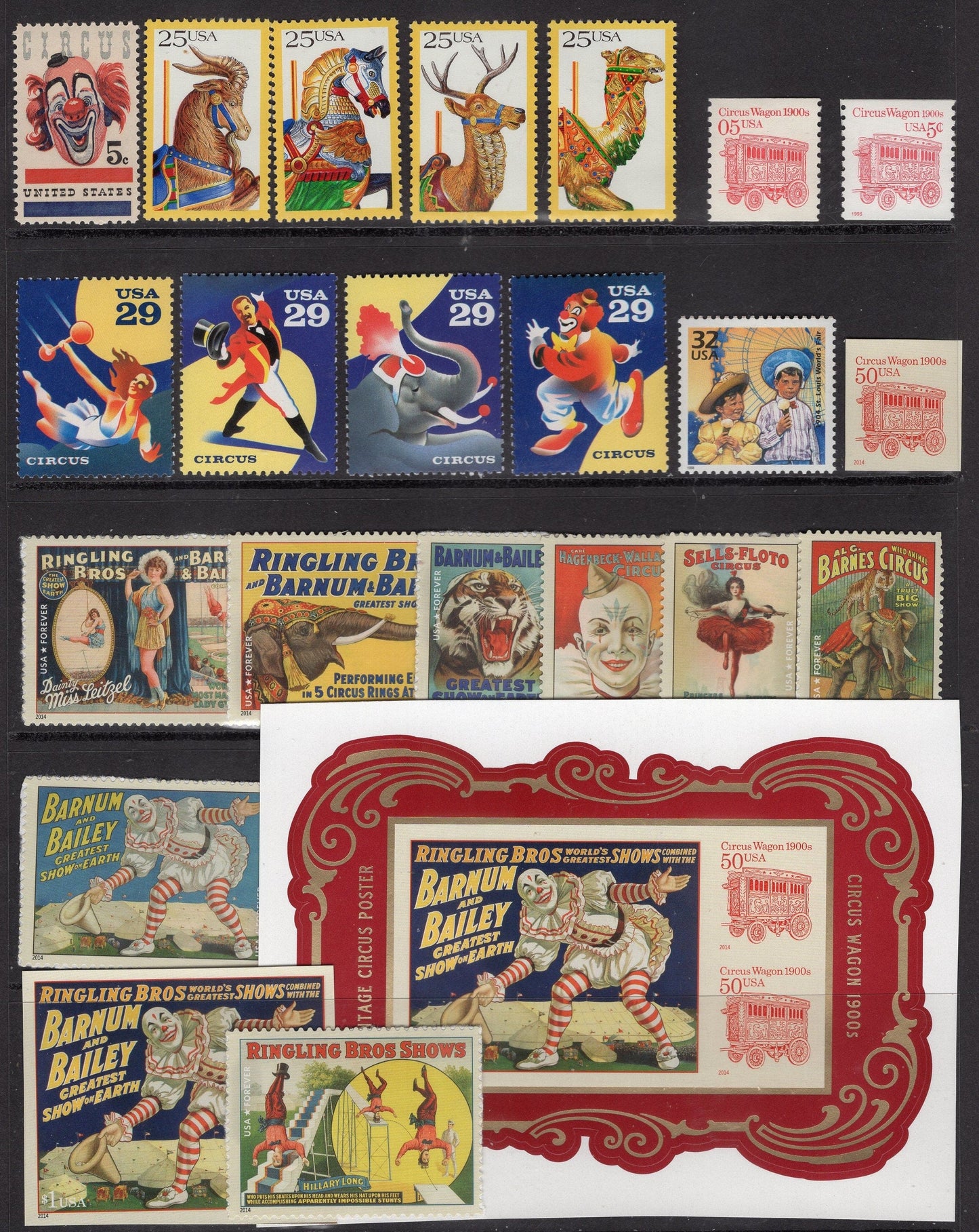 CIRCUS COLLECTION of 22 plus 1 Souvenir Sheet of 3