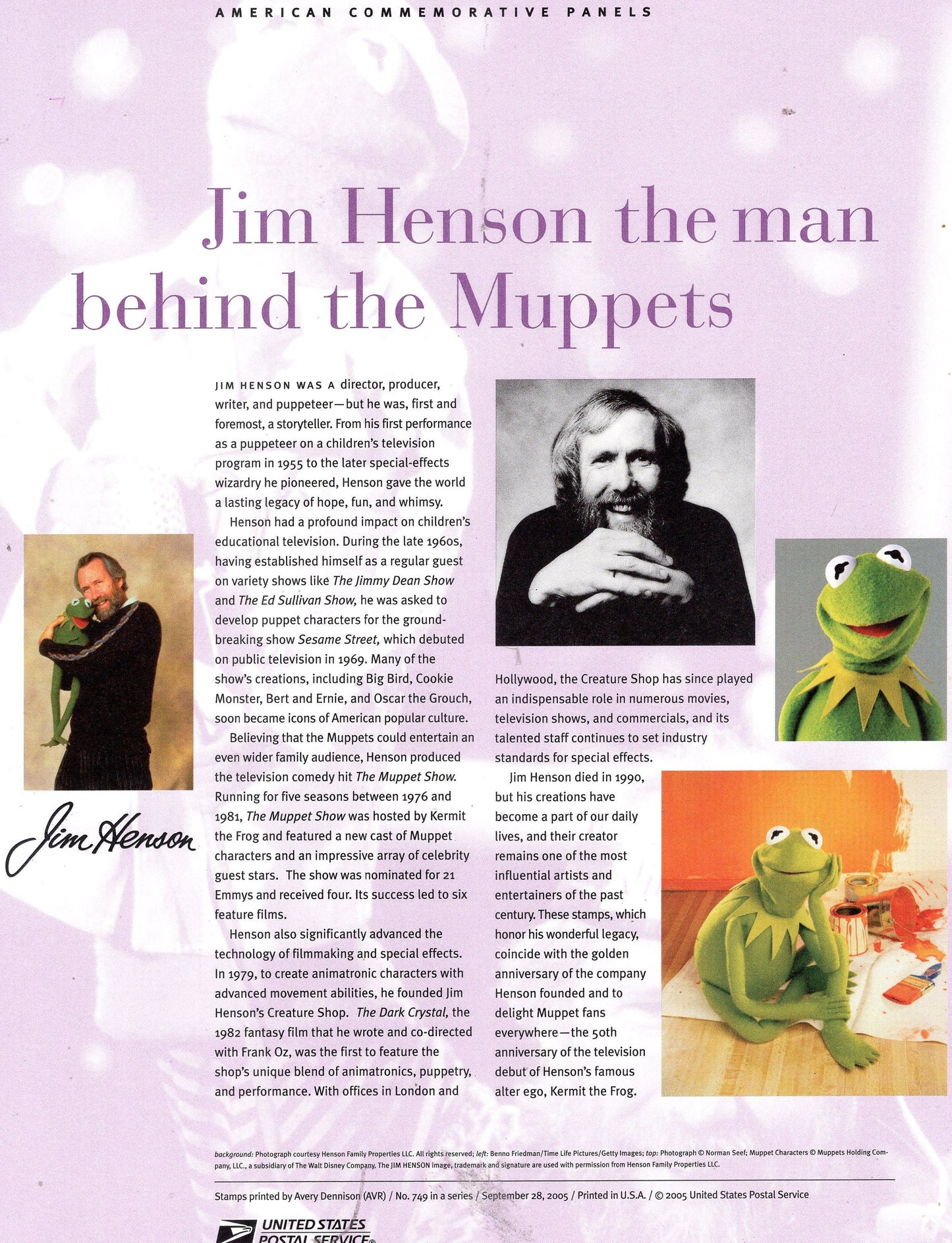 MUPPETS JIM HENSON Big Bird Piggy Kermit Bert Ernie Cookie Commem Sheet of 11