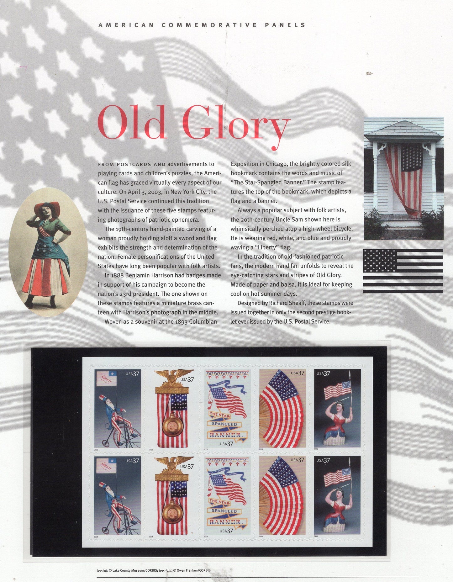 OLD GLORY FLAG Commemorative Panel with Block of 10
