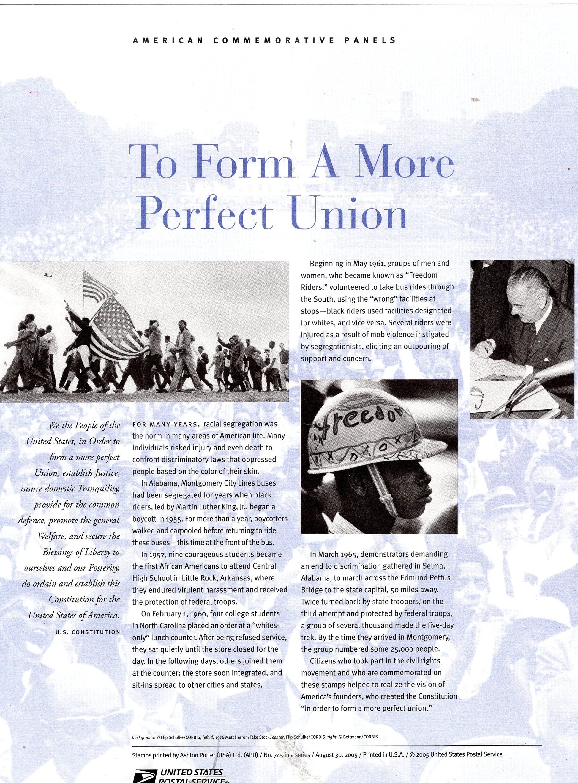 To FORM a More PERFECT UNION Black Heritage Commemorative Panel w/ Sheet of 10