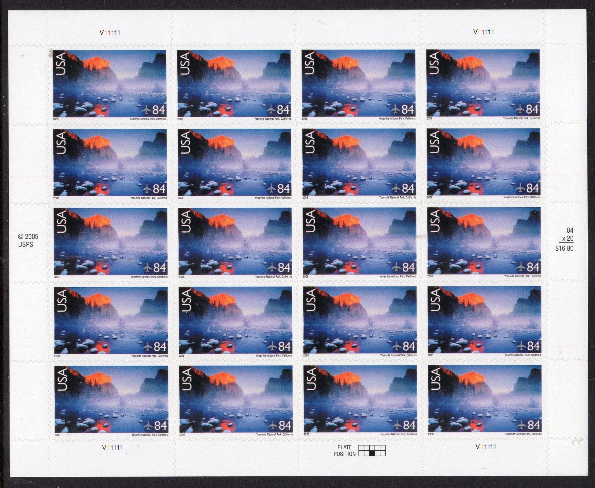 YOSEMITE NATIONAL PARK Sheet of 20 Scenic Landscapes