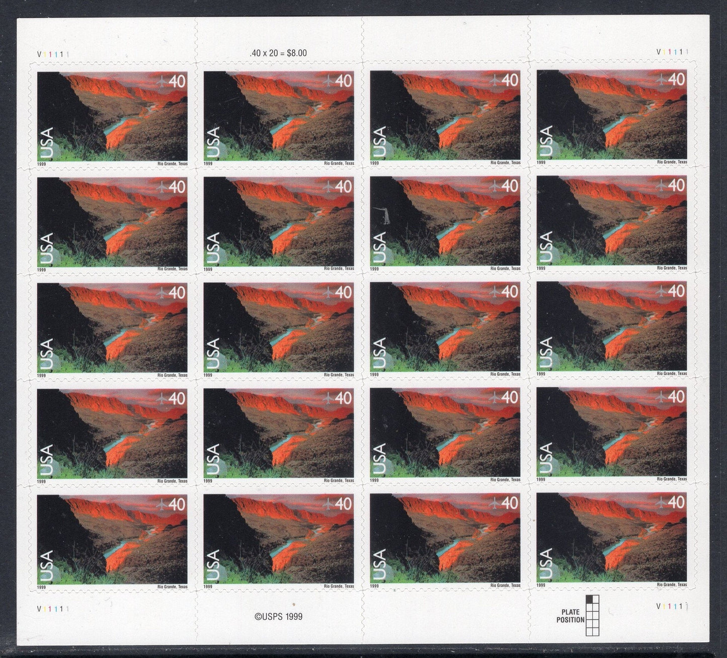 RIO GRANDE RIVER Sheet of 20 Scenic Landscapes