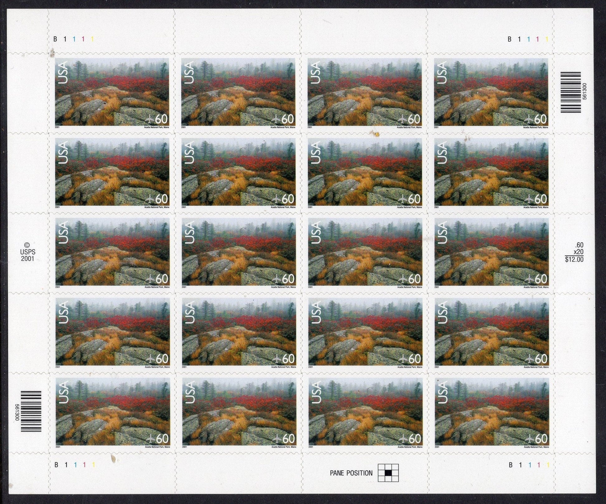 ACADIA NATIONAL PARK Sheet of 20 Scenic Landscapes
