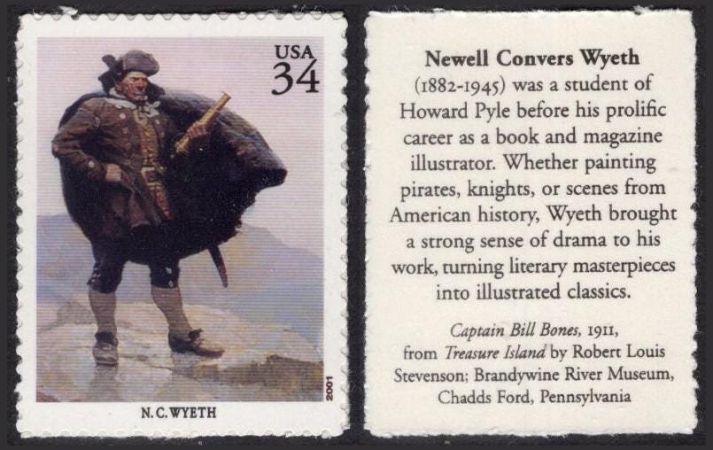 4 N.C. WYETH - Art Artist Treasure Island Captain Bill Bones